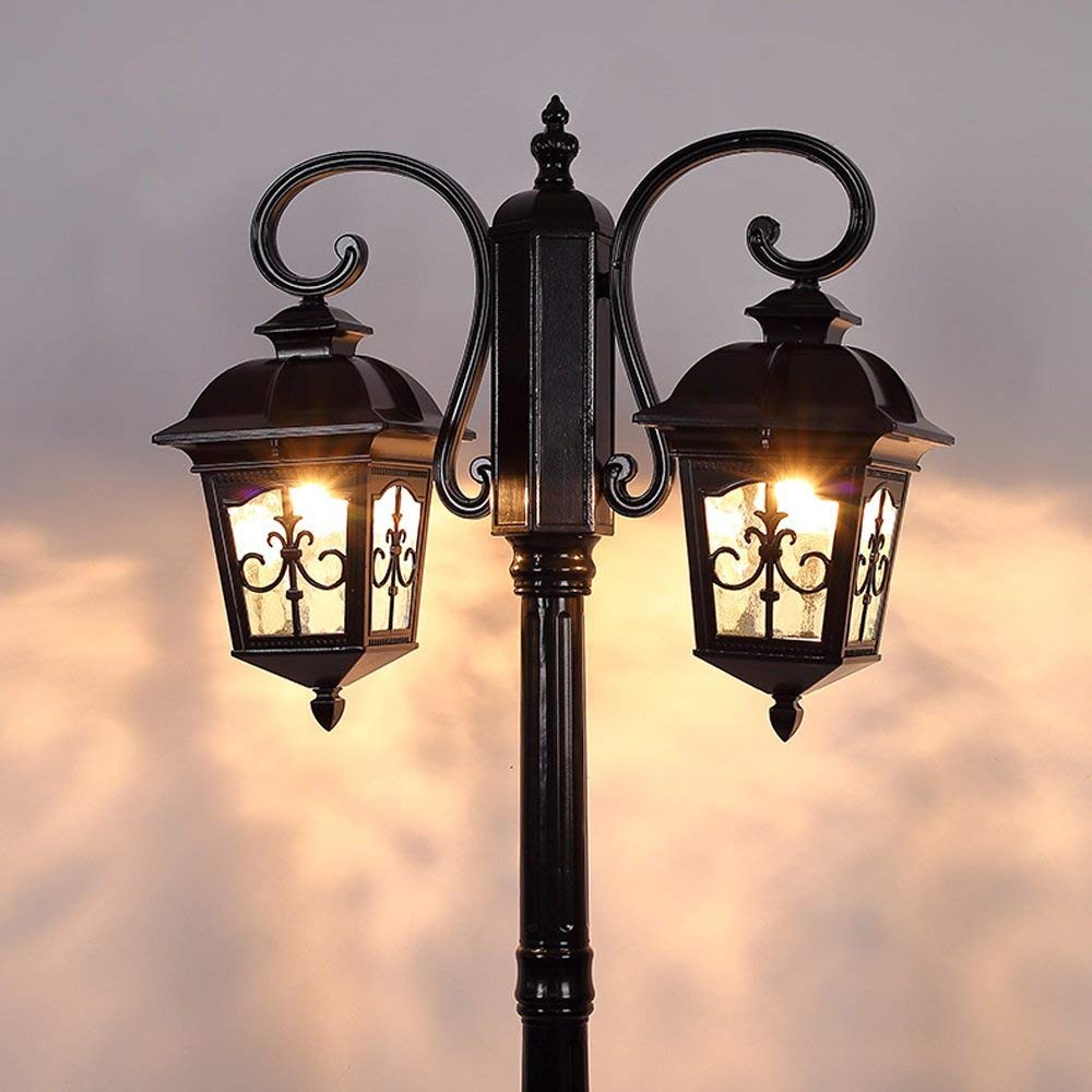Ensemble de Lampes solaires Modernes en Aluminium et Verre pour Jardin, éclairage LED Ultra-Lumineux, Lampes sur Poteau pour Jardin extérieur, éclairage d'allée, de Cour,Black-230cm