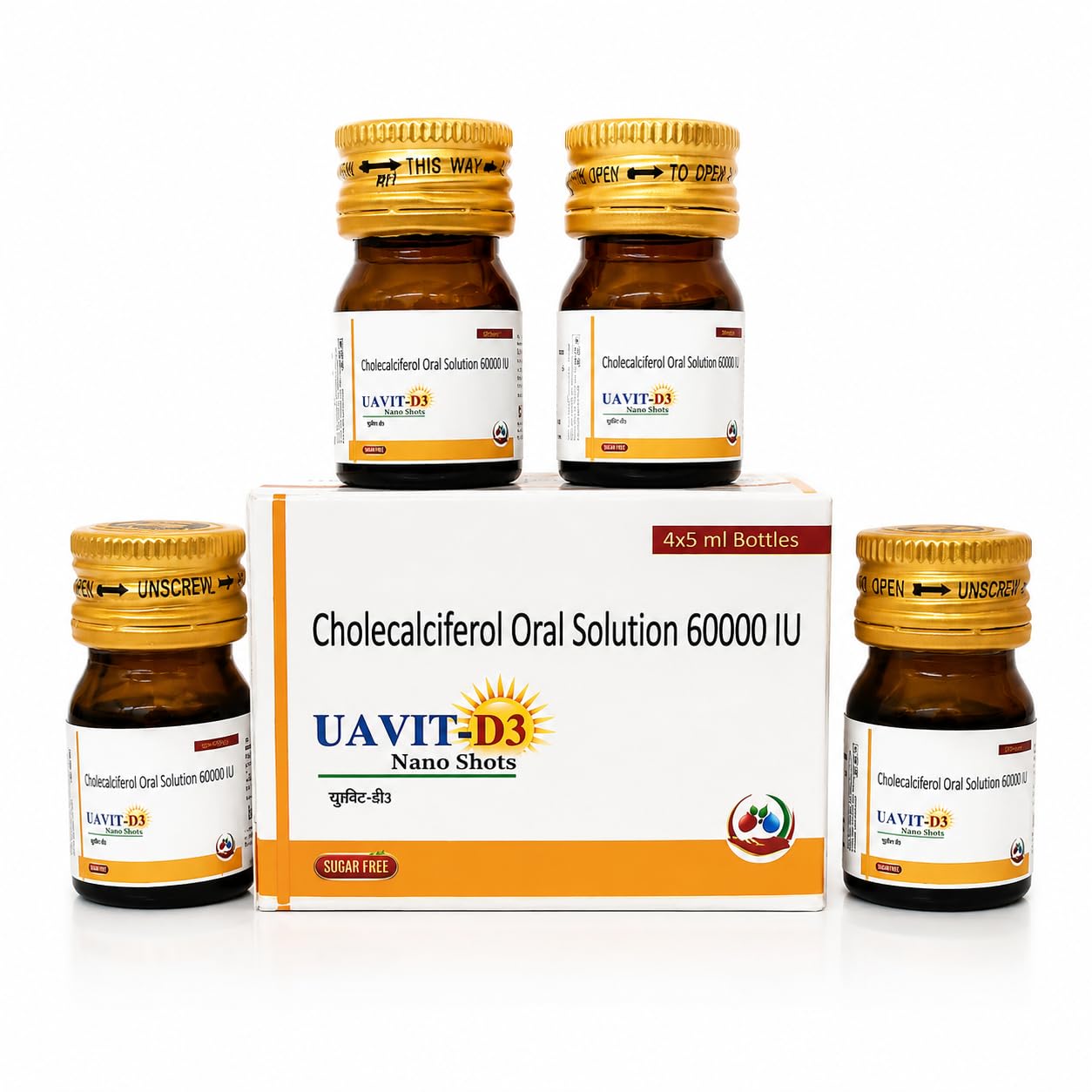 UAVIT-D3 Nano Shots Cholecalciferol Oral Solution 60000 IU – High Strength Vitamin D3 Supplement for Bone Health, Immunity & Calcium Absorption | Sugar-Free 4x5ml Bottles Pack-image-28