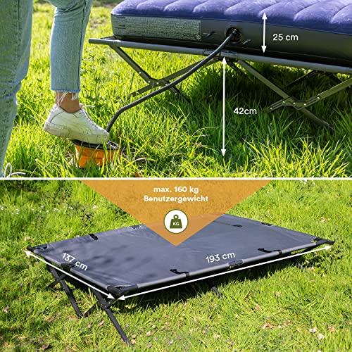 Foto von Skandika Zeltliege Haug für 2 Personen | Zelt Bett, erhöhtes Campingbett, aufblasbare Luftmatratze, wasserdicht, Outdoor Feldbett, bis 160 kg | 4in1 Angelzelt, Karpfenliege, Feldbettzelt (Grün)