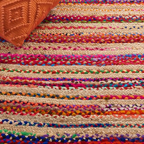 Alfombra de yute natural de 6x9 pies tejida a mano multicolor 7