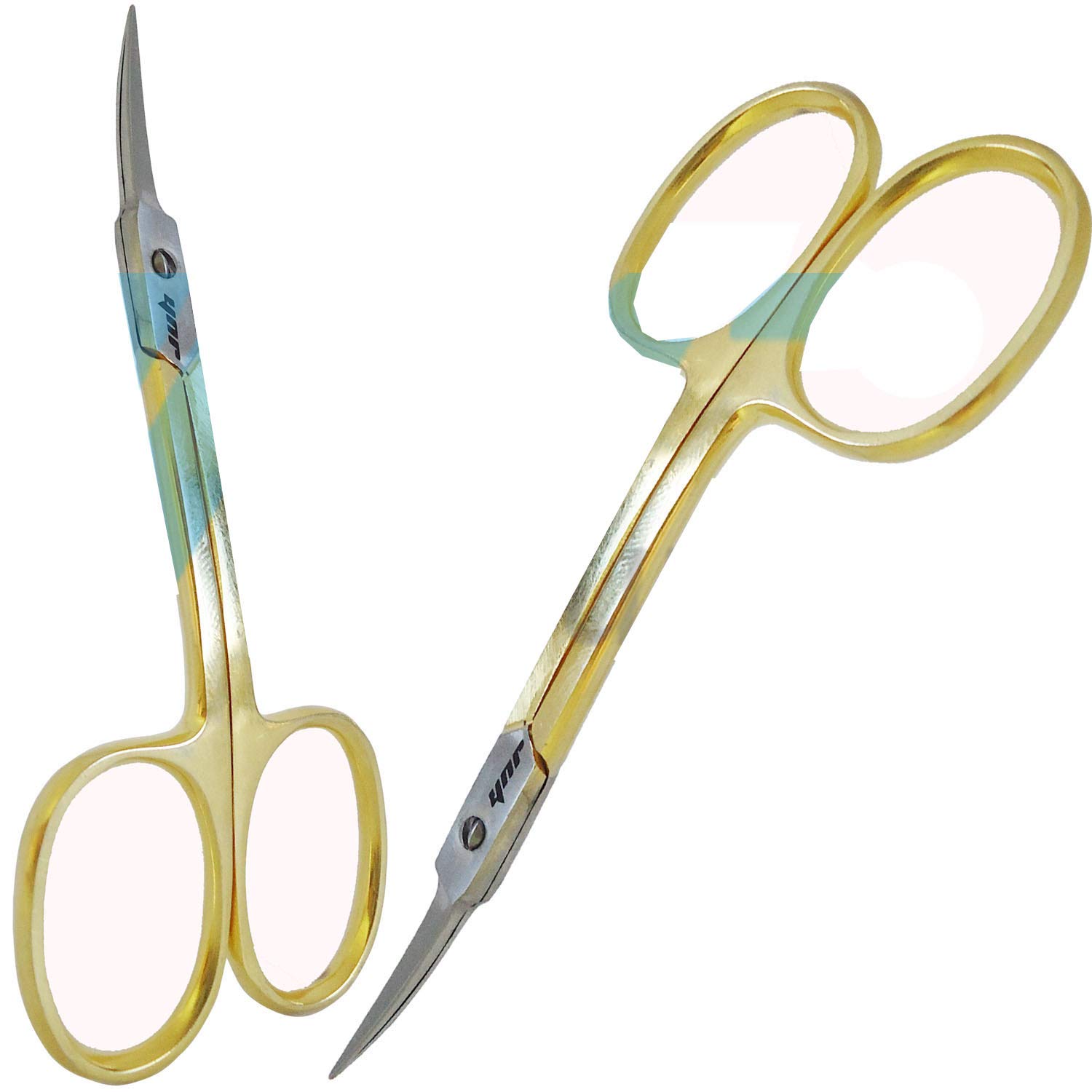 YNR® Super Sharp Curved Edge Cuticle Nail Scissors Arrow Point Gold Silver Steel