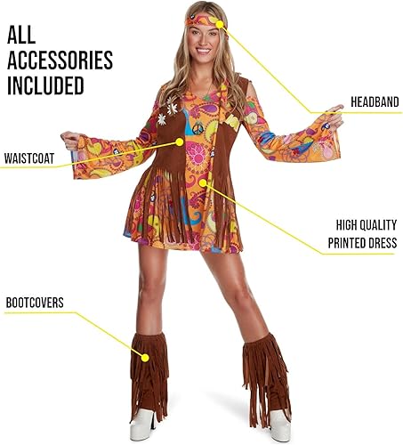 Miniatura 3 de Morph 70s Costumes For Women, Hippie Costume Women, 60s Hippie Dress Halloween Costume, Womens Halloween Costumes
