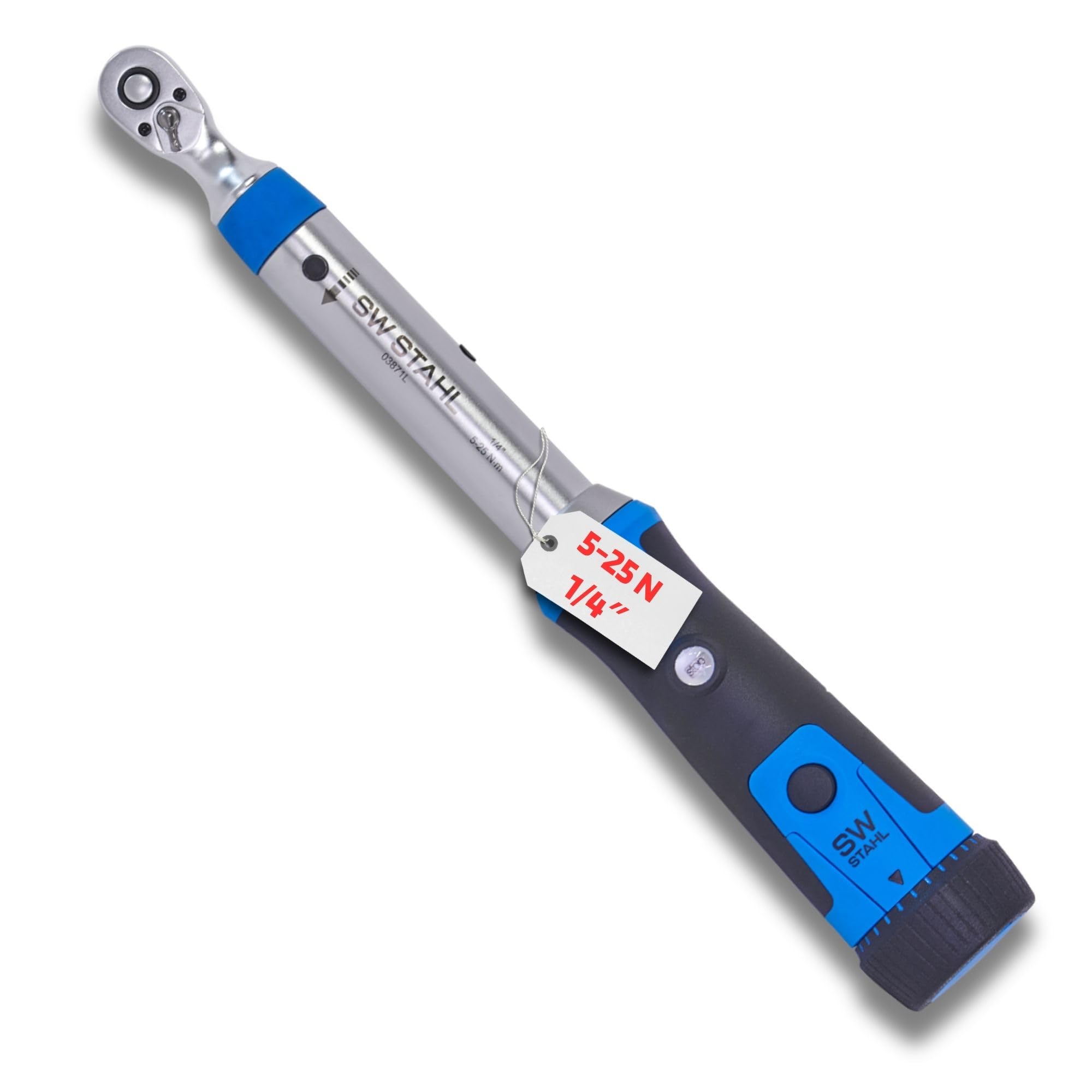 SW-Stahl 03871L Clé Dynamométrique 1/4" 5-25 Nm pour Vélo, Auto et Moto | Outil de précision calibré avec tête à cliquet, poignée 2K, verrouillage de sécurité et signal sonore pour vélos et VTT.