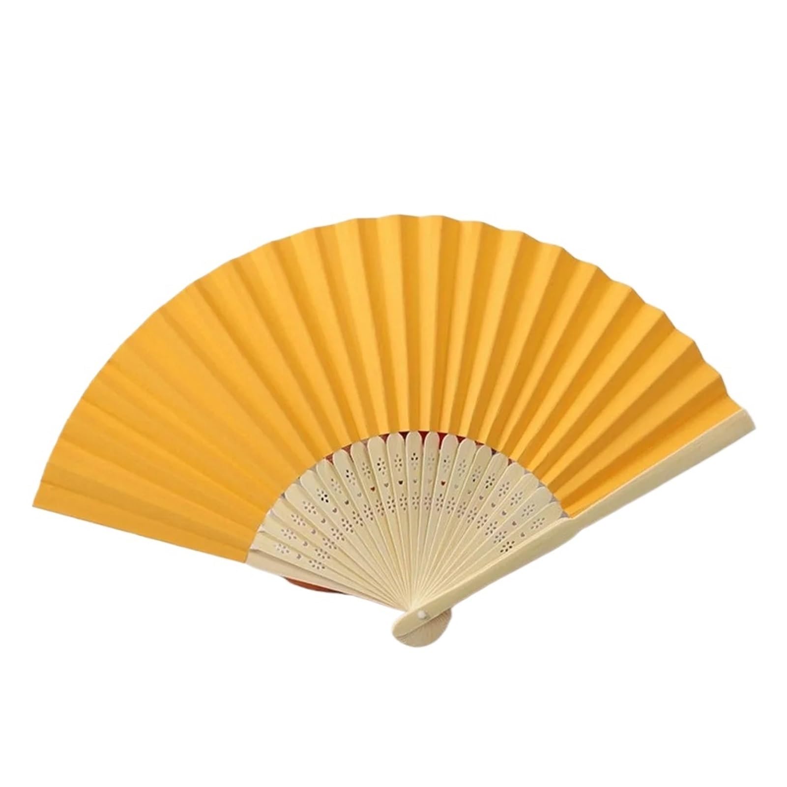 DYMKIE Portable Party Decoration Tool Wedding Gifts Folding Paper Fan Dance Photo Prop Tool Hand Held(Yellow)