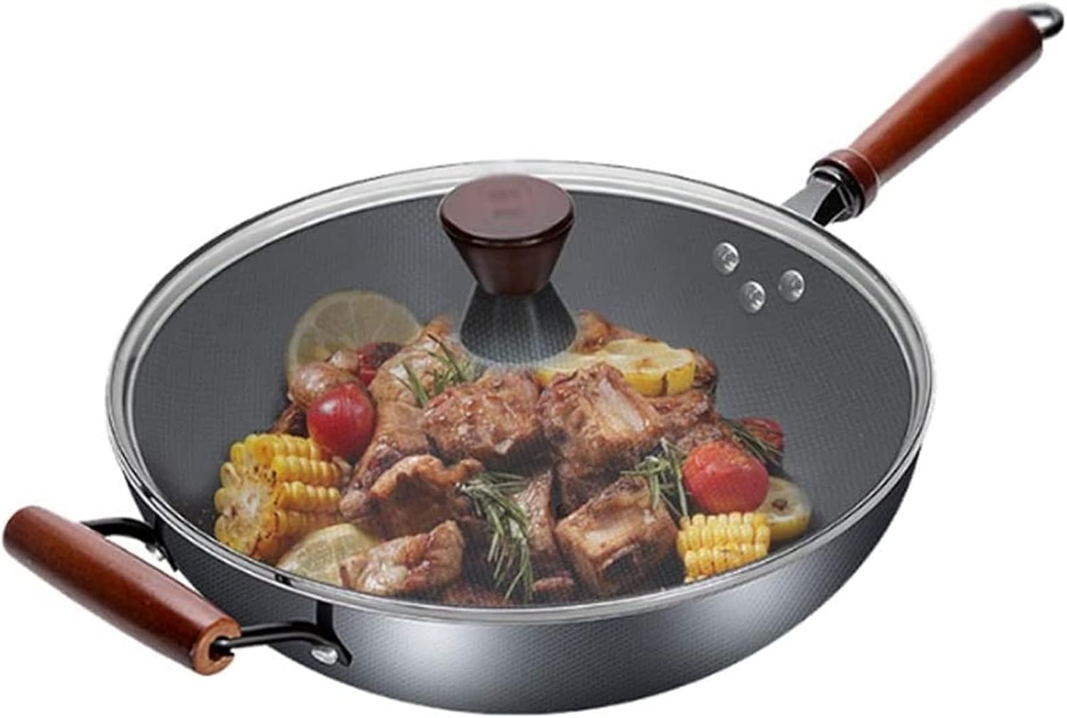 Iron Wok Traditional Iron Wok Non-stick Pan Non-coating Induction and Gas Cooker Cookware