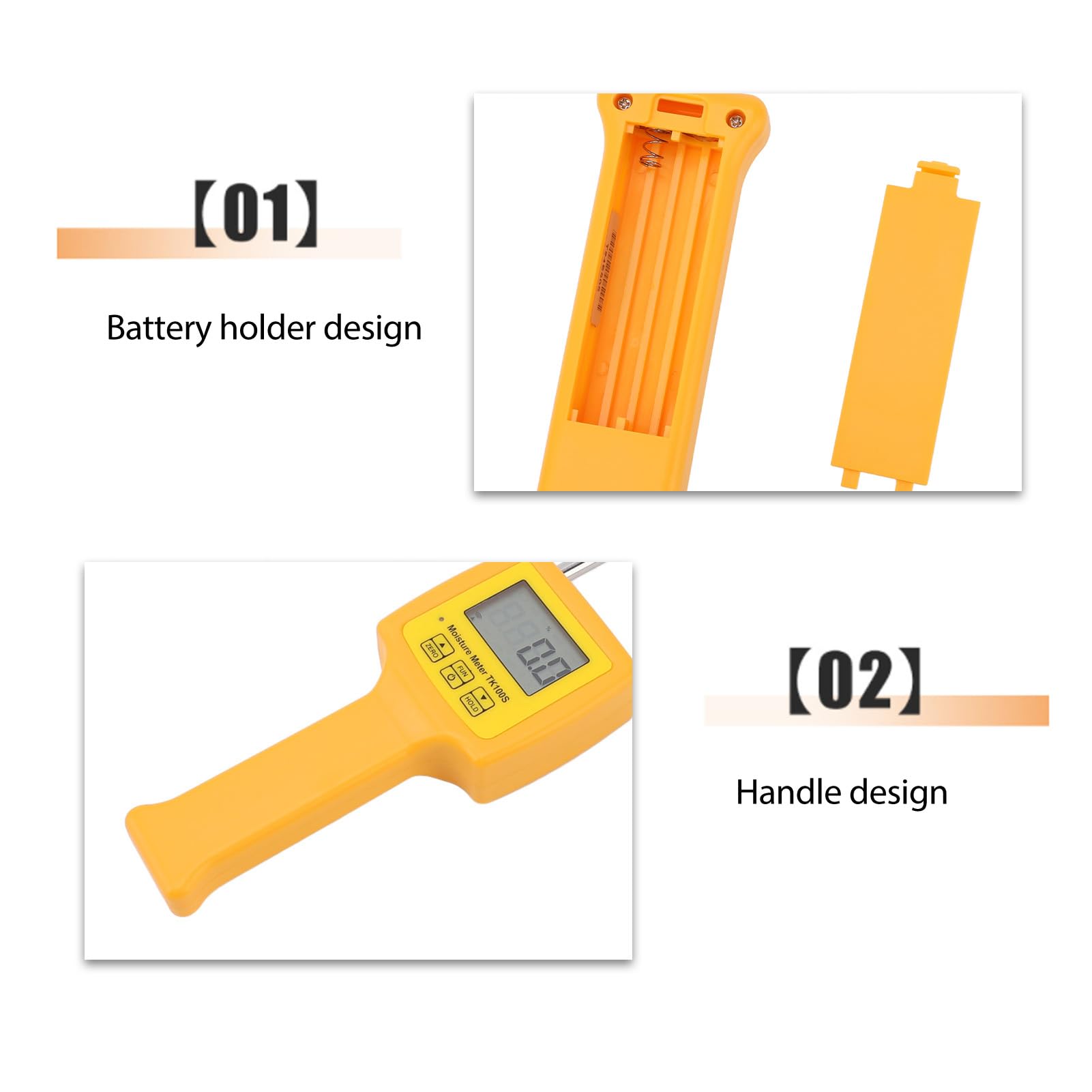 Tnfeeon Medidor de Humedad de Grano con Bolsa de Almacenamiento Pantalla LCD Retroiluminada Apagado Automático Rápido y Preciso con Sonda Probador de Humedad de Grano para Trigo Centeno