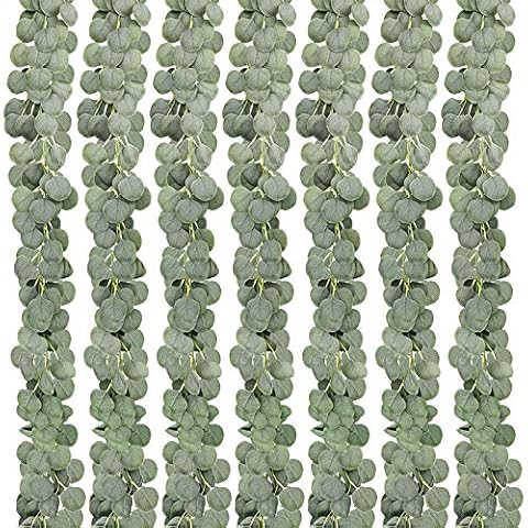 COCOBOO 7pcs 41Ft Artificial Eucalyptus Garland Greenery Artificial Garland Bulk Silver Dollar Eucalyptus Leaves Vines Plants for Wedding Arch Wall Garden Decoration Cover