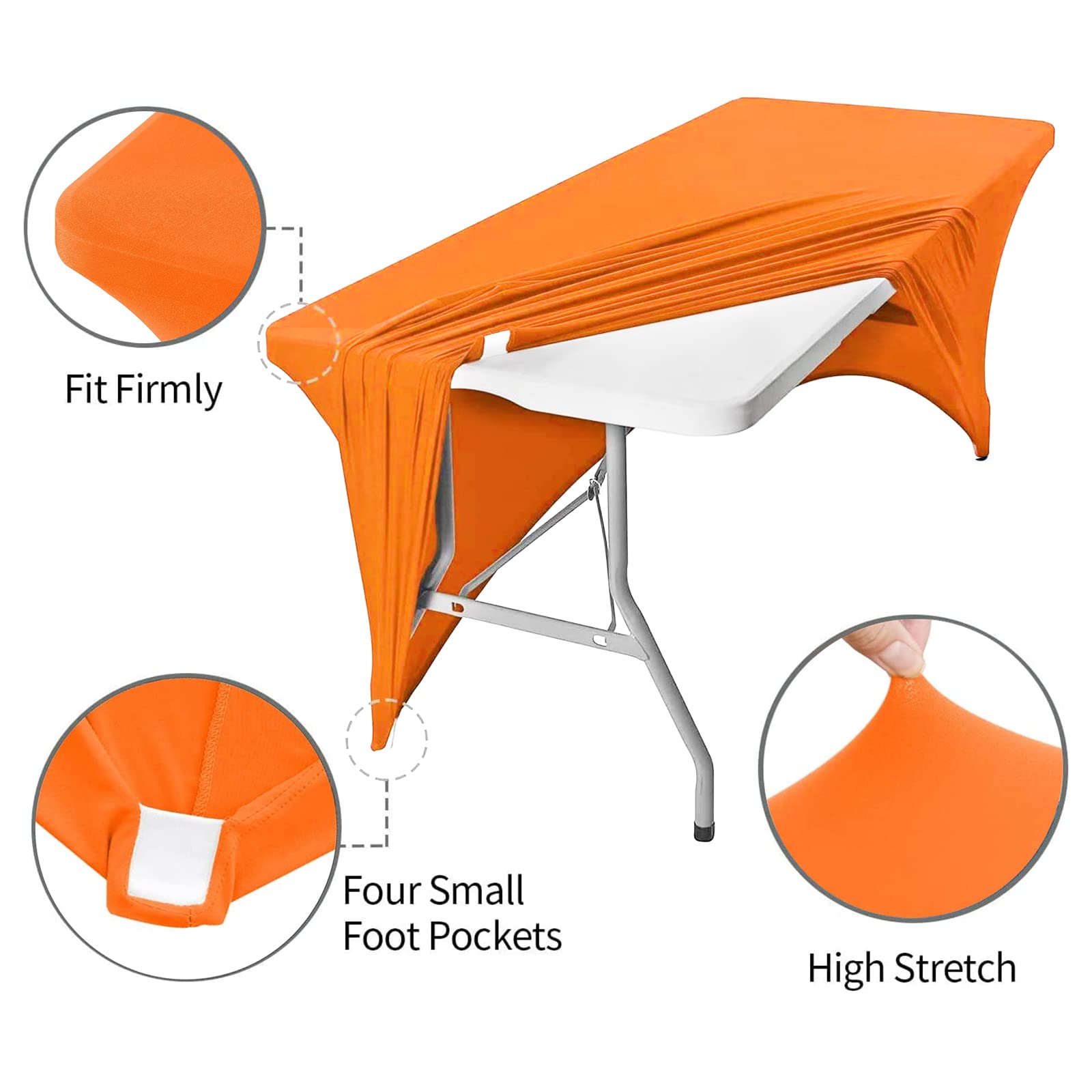 Newthinking 6ft Spandex Fitted Tablecover, Washable Rectangular Stretch Trestle Table Cloth for Banquet, Wedding Party Holiday Event - Image 3