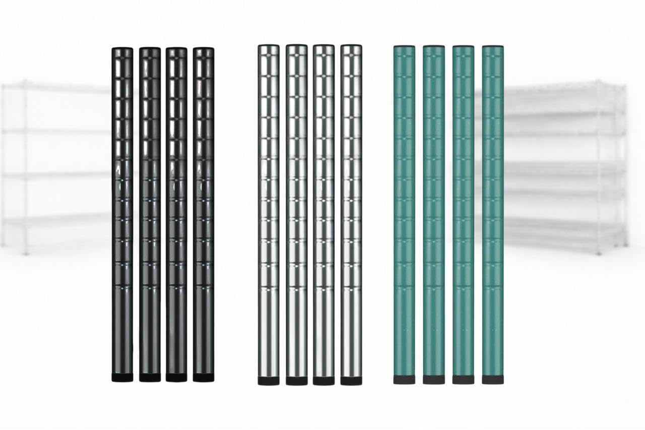 MOLFAR Set of 4 Wire Shelving Posts | Customize Poles Height 8", 14", 27", 34", 54", 64", 74", 86", or 96" Adjustable Wire Shelving Posts