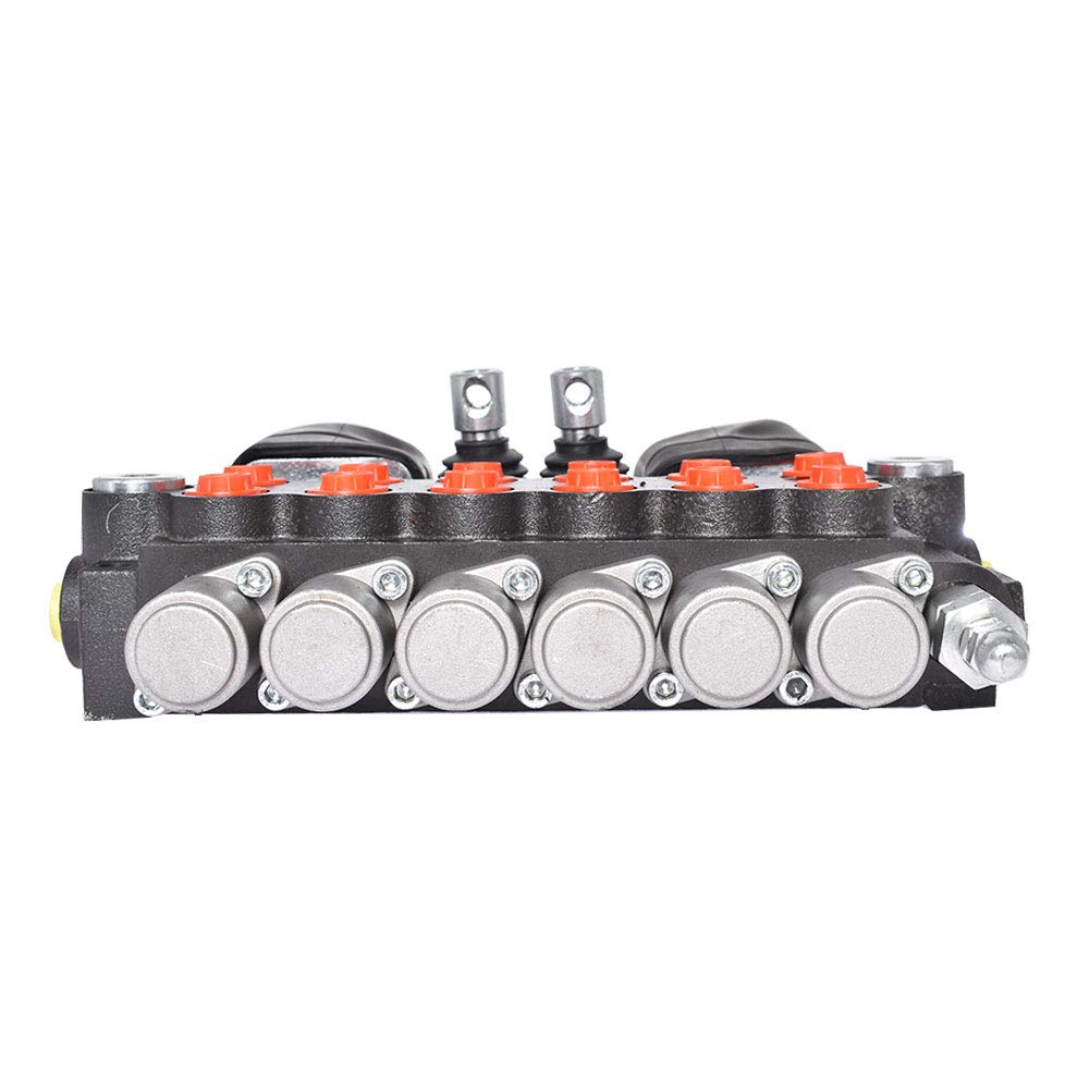 Distributeur hydraulique à Double Effet, 6 tiroirs, 11 GPM, 3625 PSI, avec 2 joysticks et Ports SAE, pour Petits tracteurs, tracteurs, chargeuses et fendeuses de bûches.