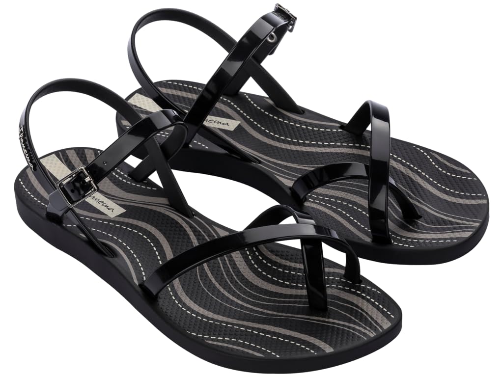 Ipanema Women's Fashion Sand VIII FEM Flat Sandals, Black/Grey/Beige, 38 EU, Black Grey Beige, 6 UK