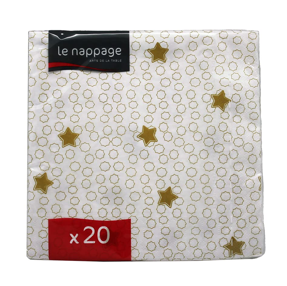 LE NAPPAGE ARTS DE LA TABLE20 Padded Napkins 33 x 33 cm 3 Ply Gold Stars