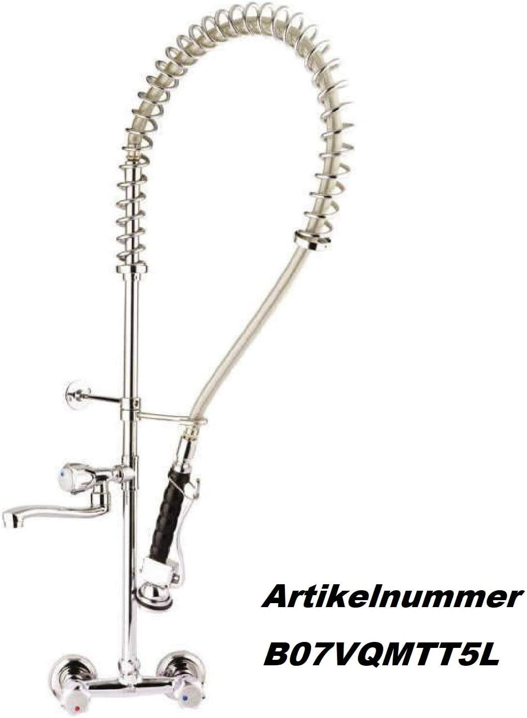 UZMAN Doccetta professionale Gastro (nero) con staffa di bloccaggio da 1/2", in acciaio inox, per doccetta a gas