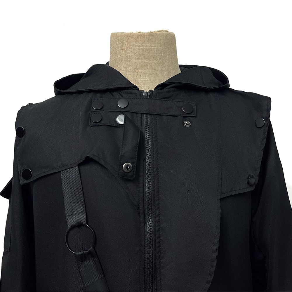 Feynman Chaqueta gótica para hombre, estilo vintage frack steampunk, victoriano de longitud media, punk chaqueta de carnaval cosplay, chaqueta con capucha
