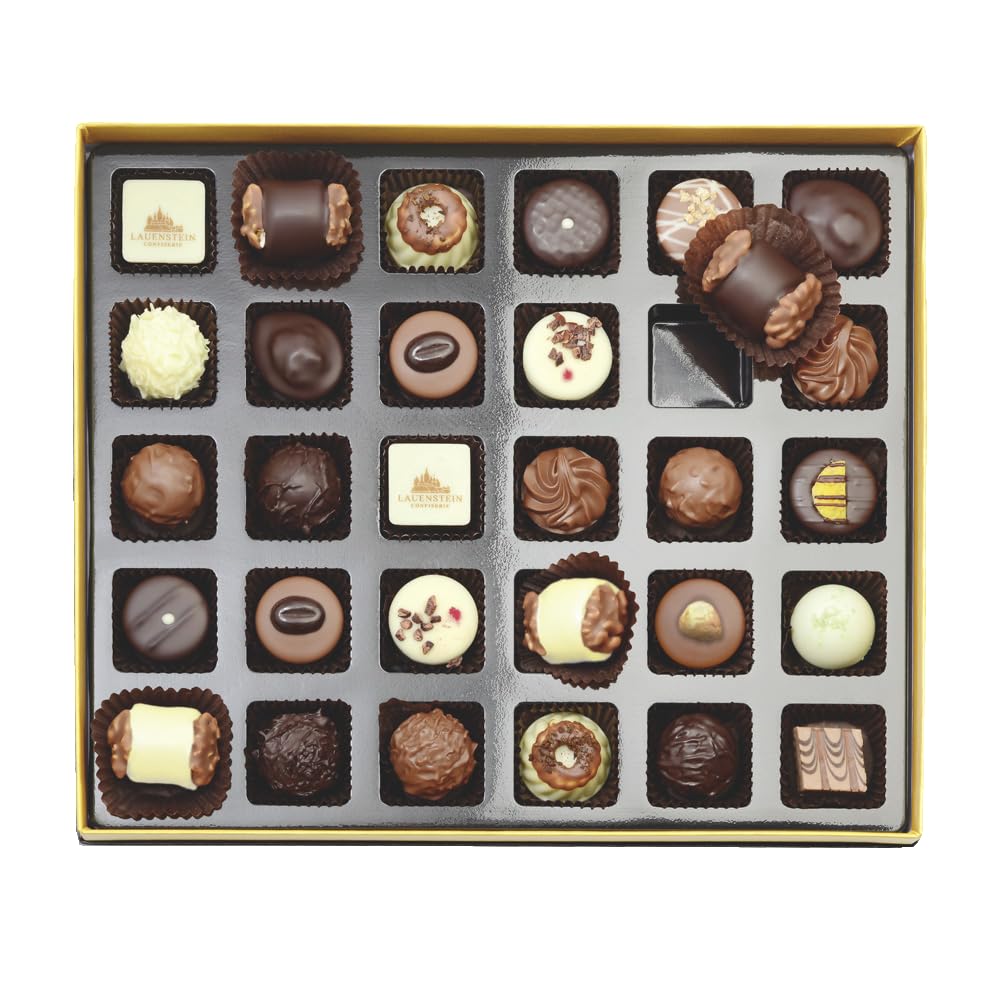 Lauensteiner Platinum XL | 395 g handgefertigte Pralinen und Trüffel | 20-fach sortiert, mit und ohne Alkohol | Ein köstliches Geschenk in edler Verpackung | 1er Pack