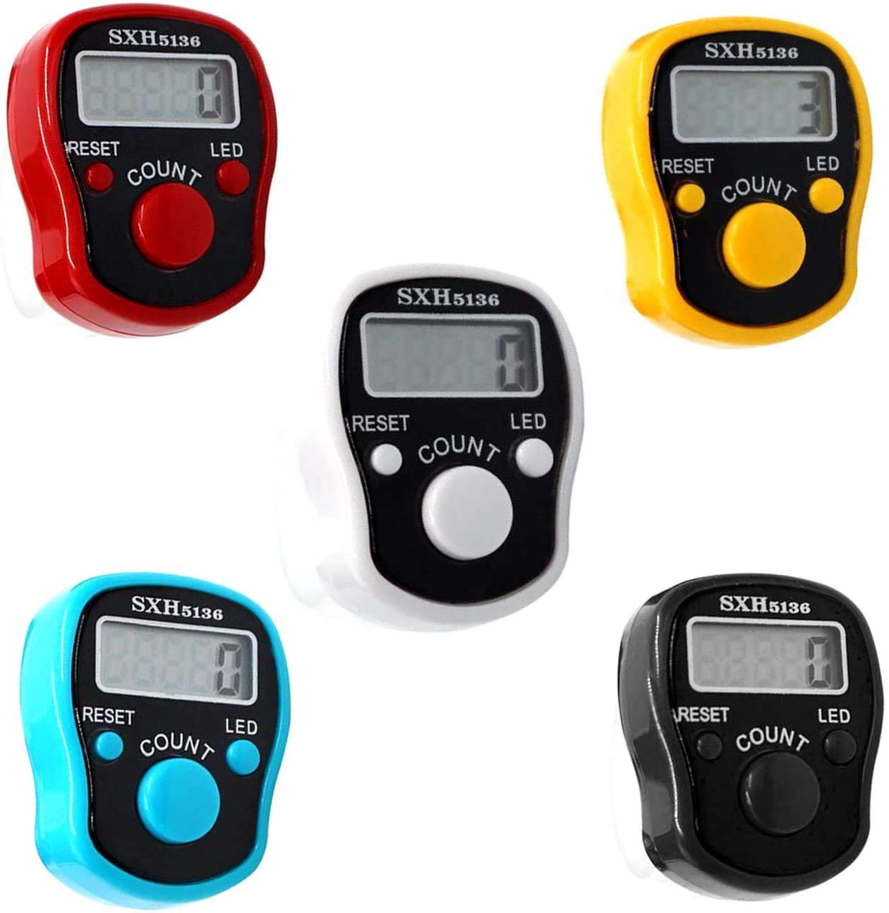 ROYAL WINDHand Tally Finger Counter, 5-Digit Counters Clicker with Case Mechanical Palm Pitch Click Number Count for Row, People, Golf, Lap, Knitting, Sports, Fitness, Exercise & Warehouse (5 Pack)