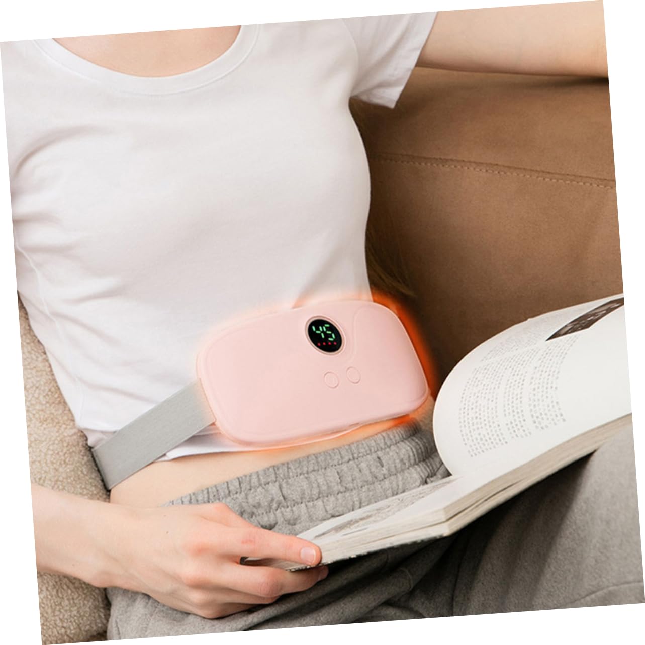 Cinturón Térmico Menstrual Rosa Vibración, 1 Juego | Calentamiento Constante, para Abdomen y Cuello, Abs Cobre, Flannelette y Tela Elástica, Carga USB