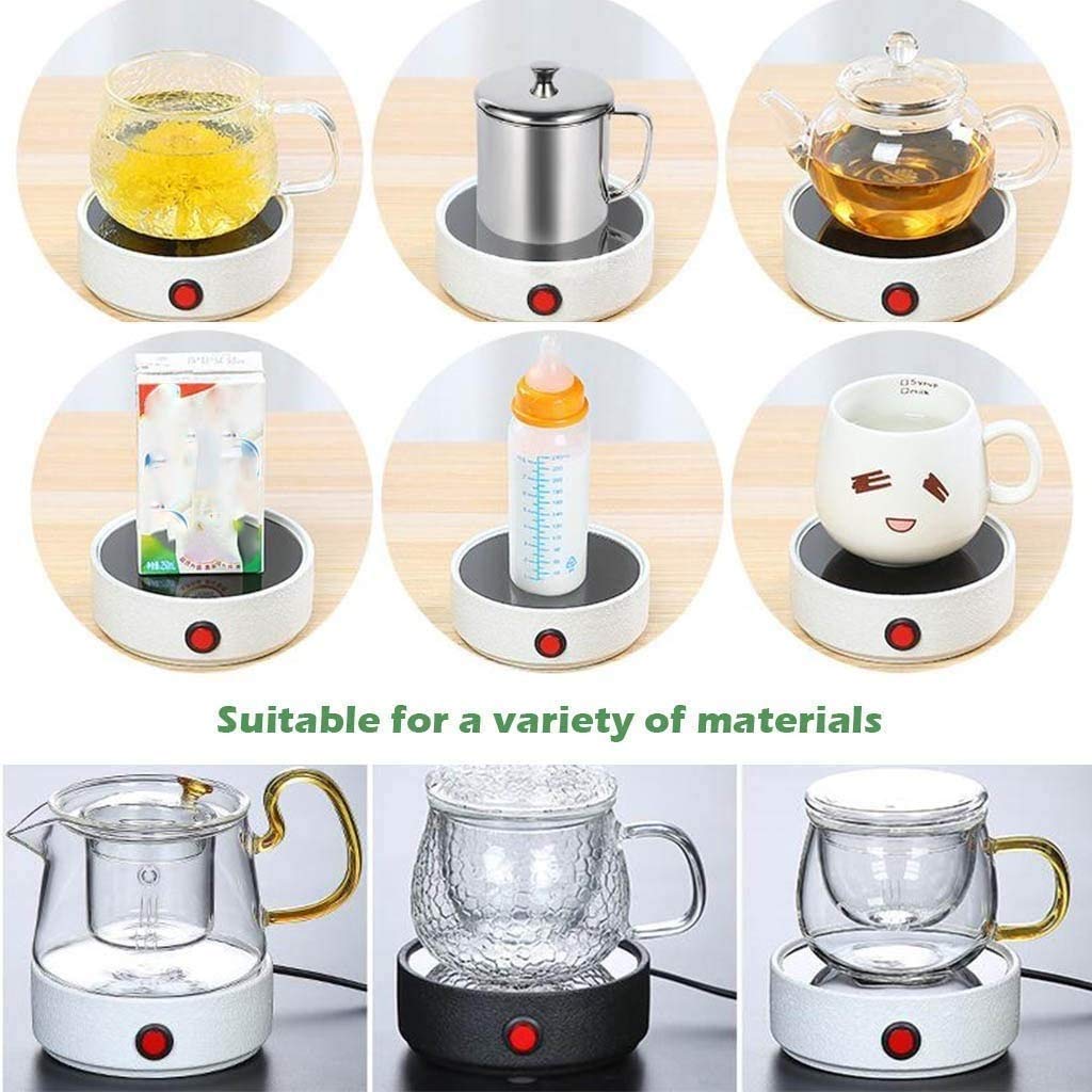 Taza De Café Calentador Posavas, Taza Eléctrica Leche Tea Bebida Placa De Calefacción, Taza De Termostato De Agua Hervida De Alta Temperatura, Blanco (Color : A)