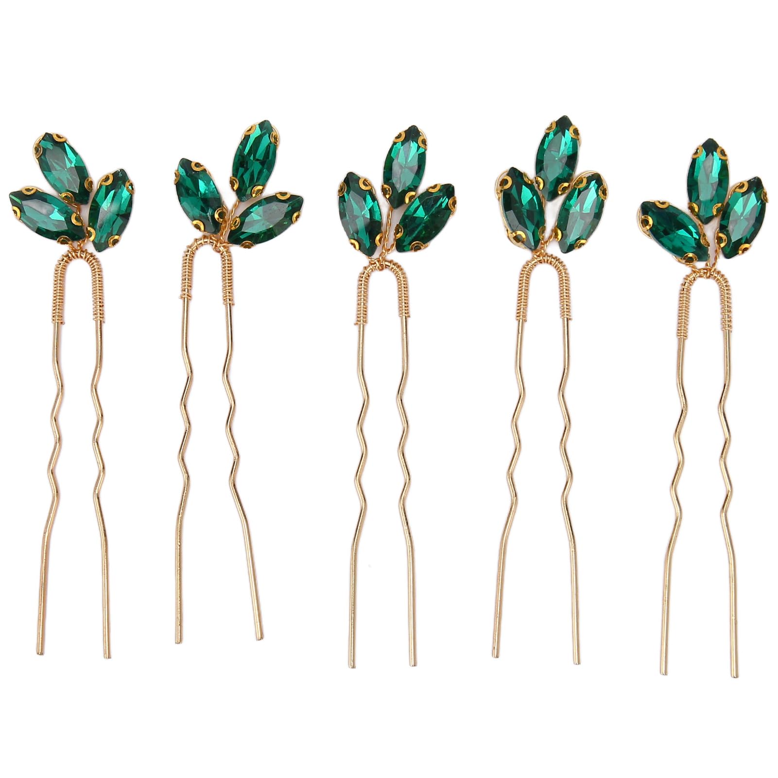 5 Horquillas para el Pelo con Diamantes de Imitación, Color Verde Vintage, Exquisita Pieza para el Pelo de Boda, Joyería para el Pelo para Novia, Dama de Honor, Mujeres y Niñas