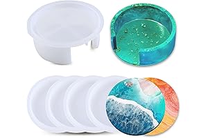 5PCS Resin Coaster Molds Silicone Molds for Epoxy Resin Coaster