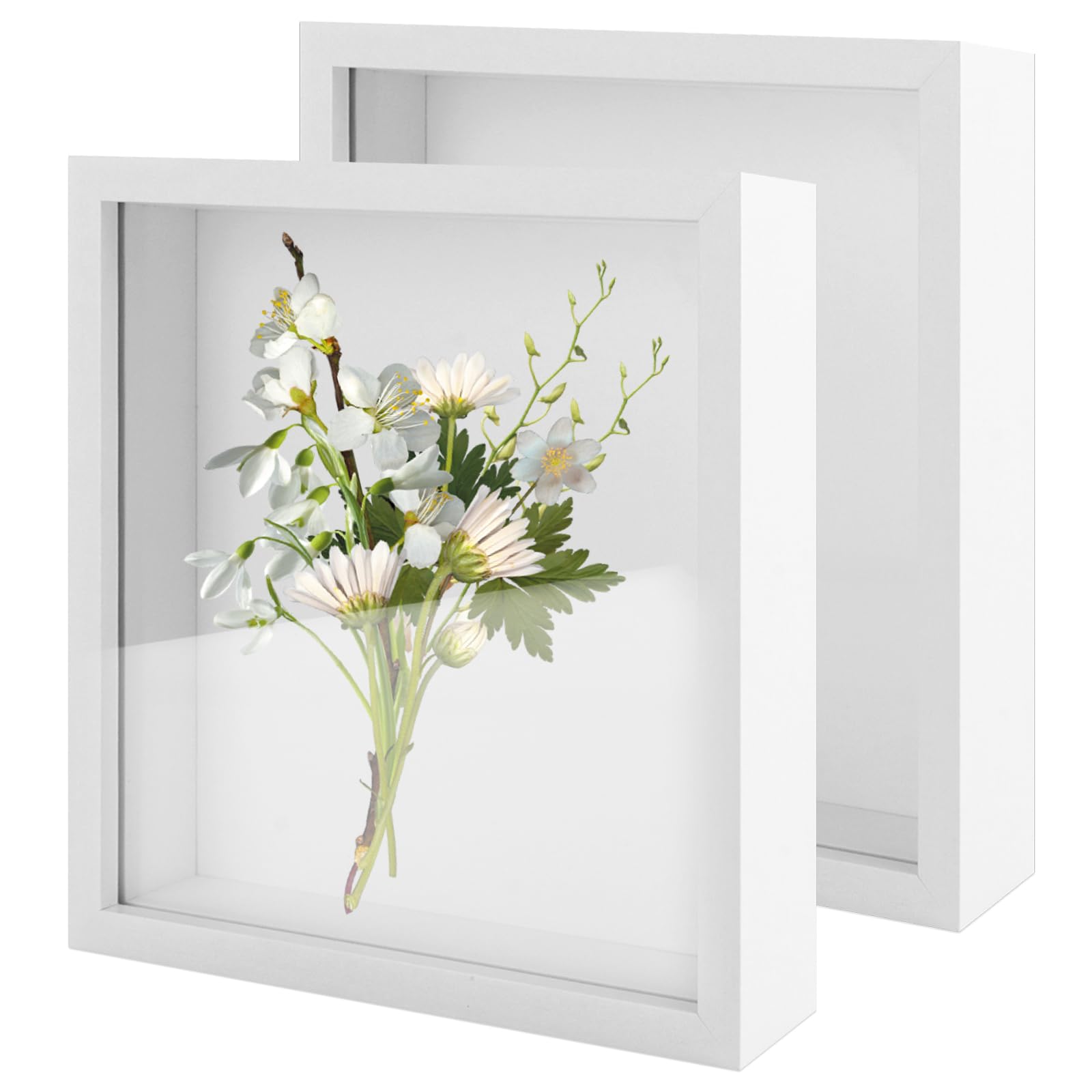 Cadre 3D à remplir 30x30 cm MIVIDE cadre vitrine blanc pour objet relief et création
