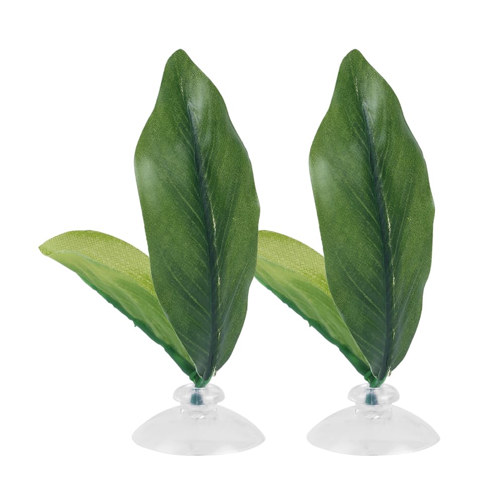MiOYOOW Feuille Lit Betta, Coussin Feuilles Plantes d'aquarium avec Ventouse Décorations Feuilles Plantes d'aquarium pour Simuler l'habitat de Repos des Poissons