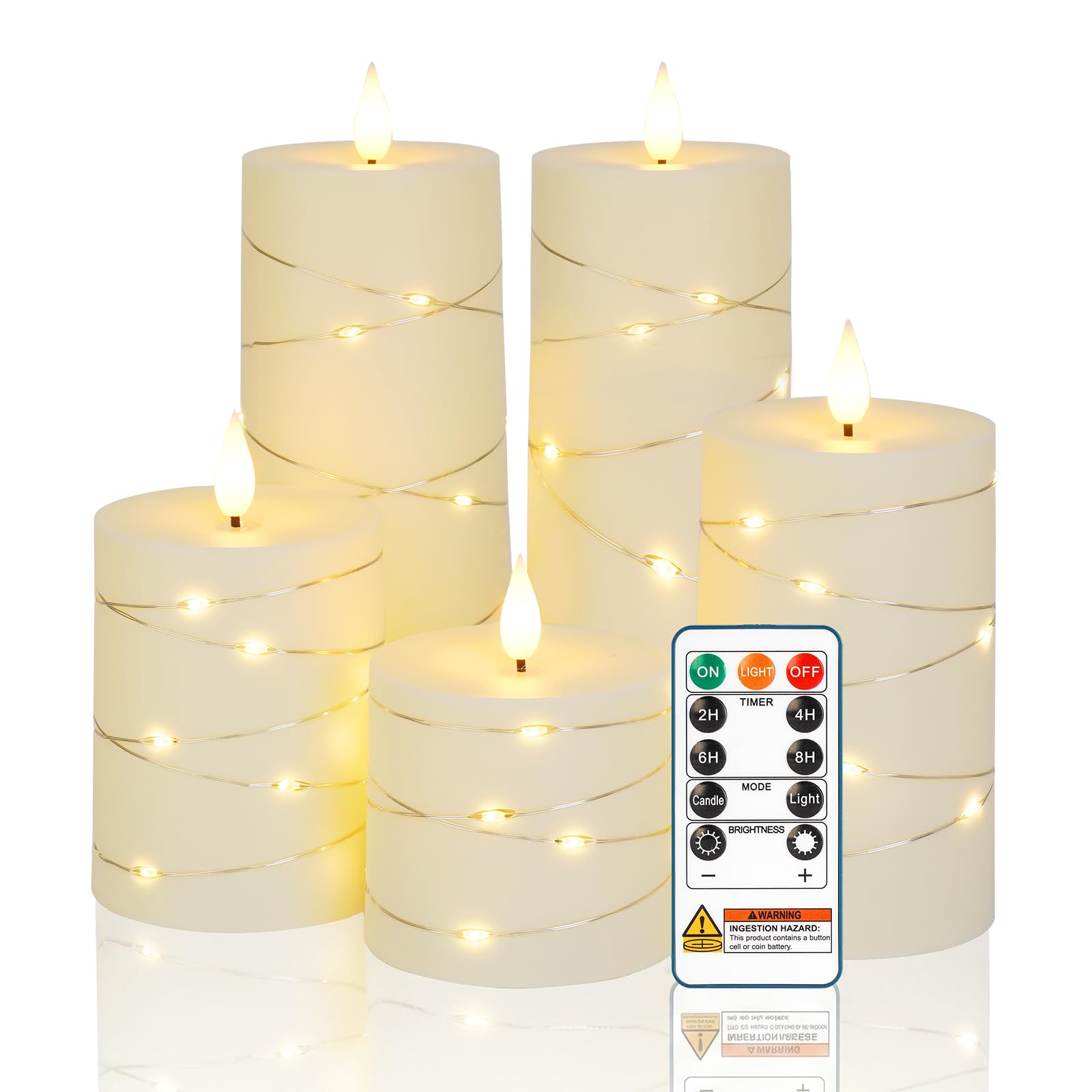 Velas eléctricas sin llama programables con mando para decoración 8