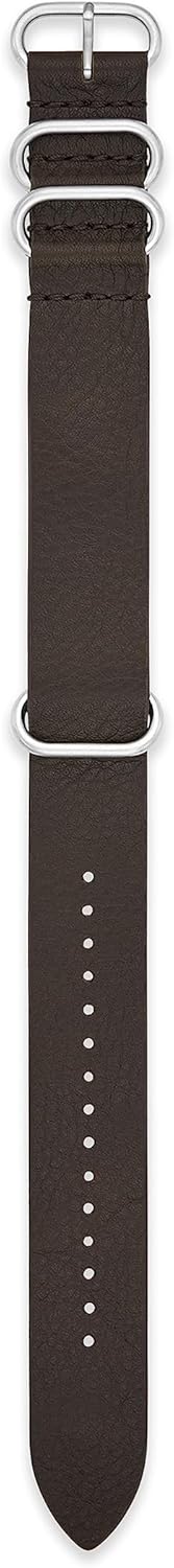Fossil Silicone or Leather Interchangeable Watch Band Strap with Stainless Steel Buckle Closure 22mm Dark Brown/Silver