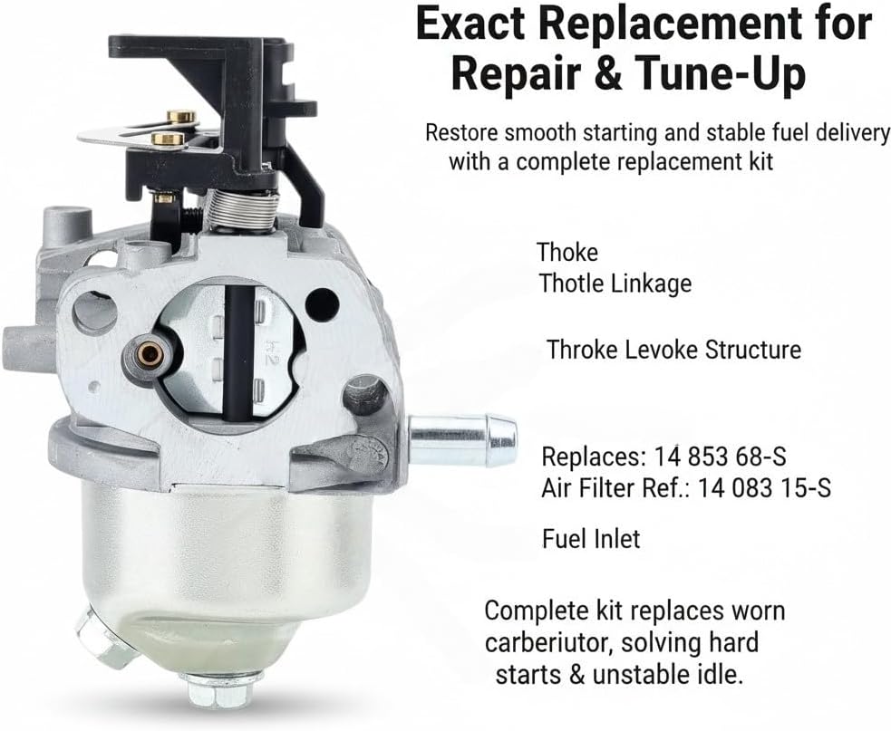 Carburetor, for Lawn Mower, Compatible with Kohler XT675, XT650, 68-S, 1485368S, Replaces 149cc, 14 853 68, 1485368S, with Tune Up Kit