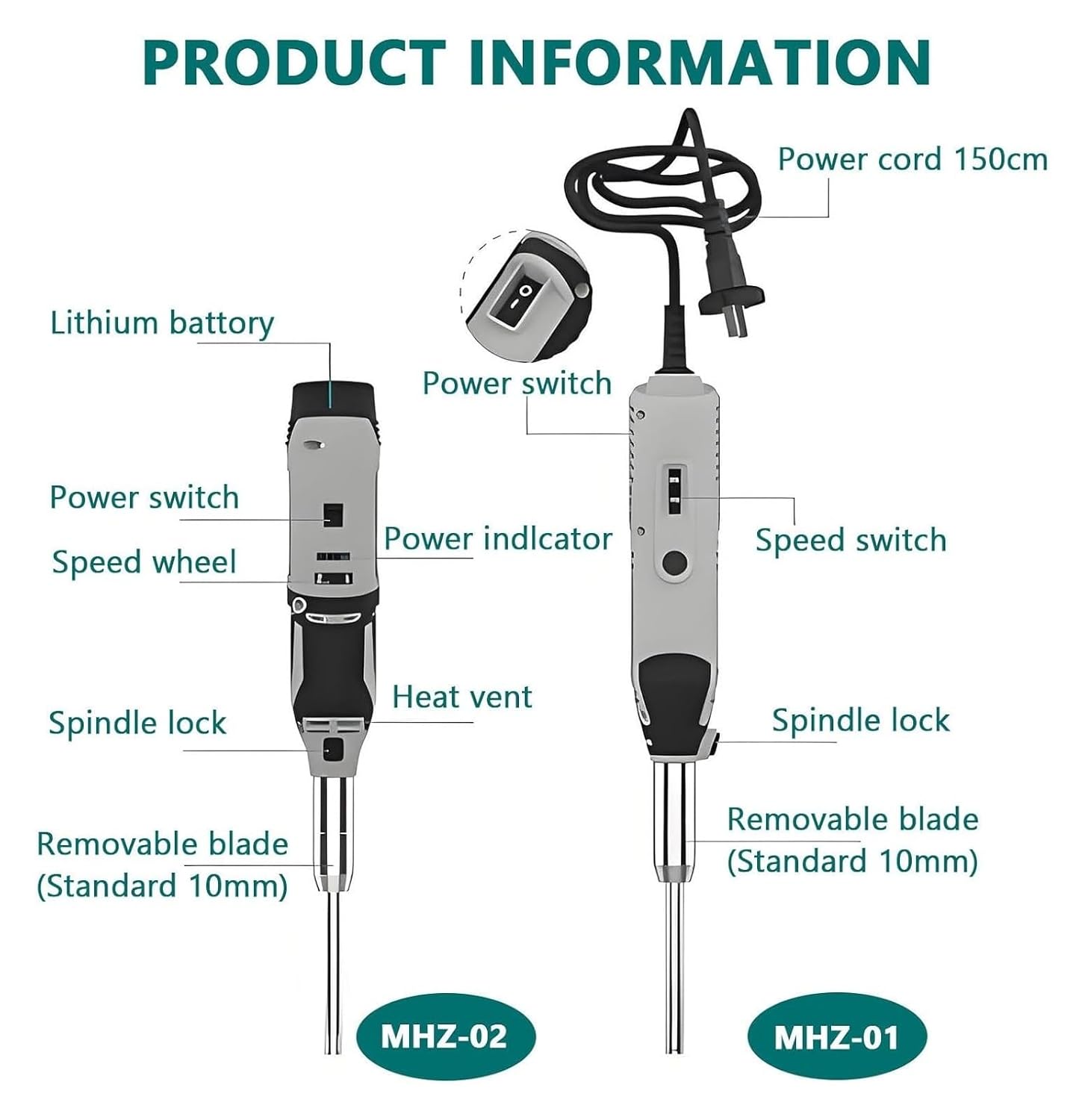 High-Speed Lab Cell Tissue Homogenizer, 0.5-250ml with 6mm/8mm/10mm Working Heads, 6-Speed Adjustable for Food, Medicine(10mm+6mm)