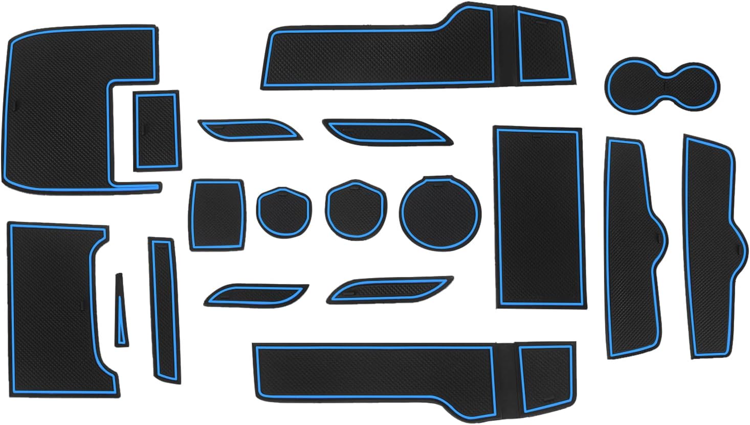 Fit for Honda Civic 2016-2021 (Sedan) Accessories, Upgraded Custom Non-Slip Cup Holder Inserts, Center Console Liners, Door Pocket Pads, Interior Anti-Dust Liner Mats (21-PCS, Blue Trim)