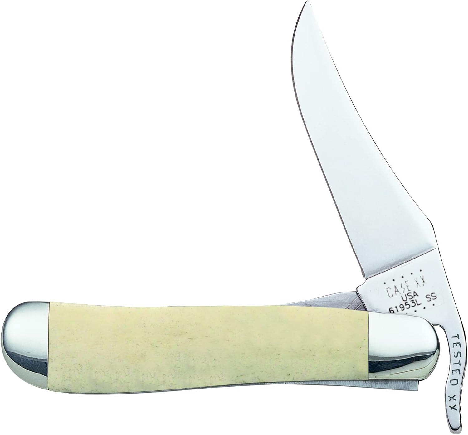 Case XX WR Pocket Knife RussLock Natural Smooth Bone W/Cross Shield Item #22588 (61953L SS) 4 1/4 inches Closed
