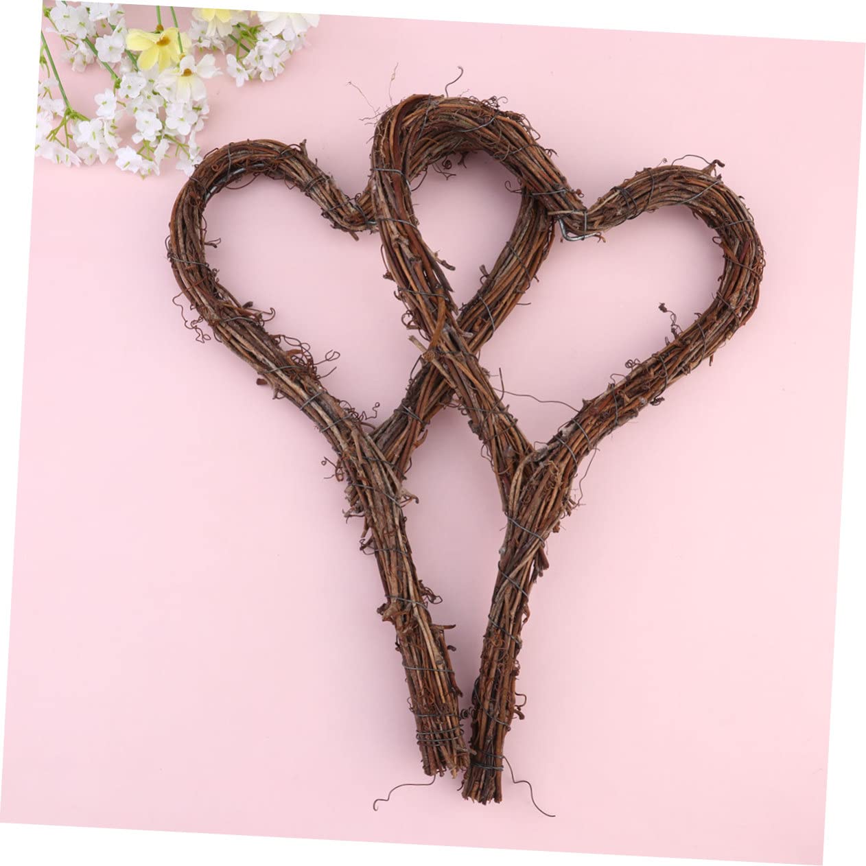 Ciieeo 6piezas Guirnalda Decorativa De Rattan Forma De Corazón para Bodas Fiestas y Festivales Adorno Colgante Natural