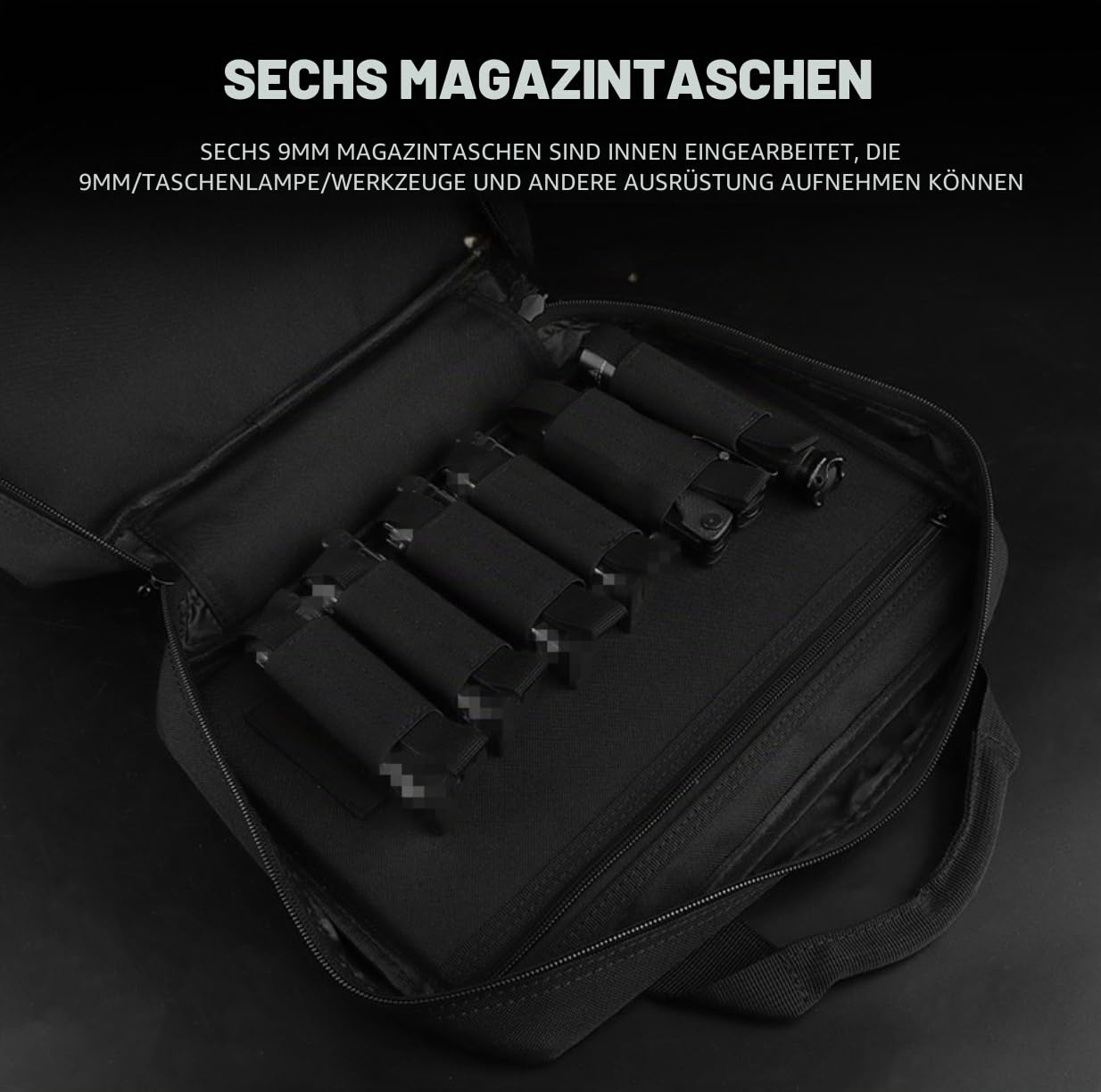 Peminkoo Tactical Expert Funktionstasche, abschließbares Pistolengehäuse, integrierter elastischer 9-mm-Befestigungsgurt, multifunktionale Anti-Diebstahl-Handtasche mit großer Kapazität