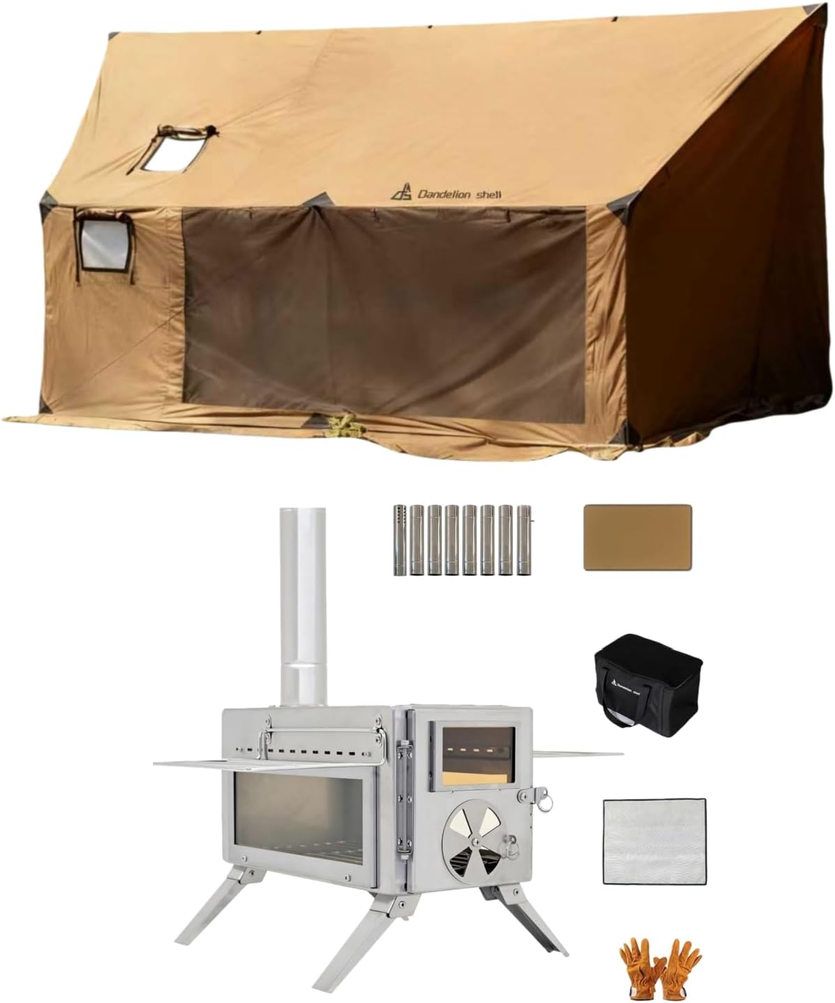 Hammock Hot Brown Tent for 2-3 Person with Portable Camping Tent Wood Stove