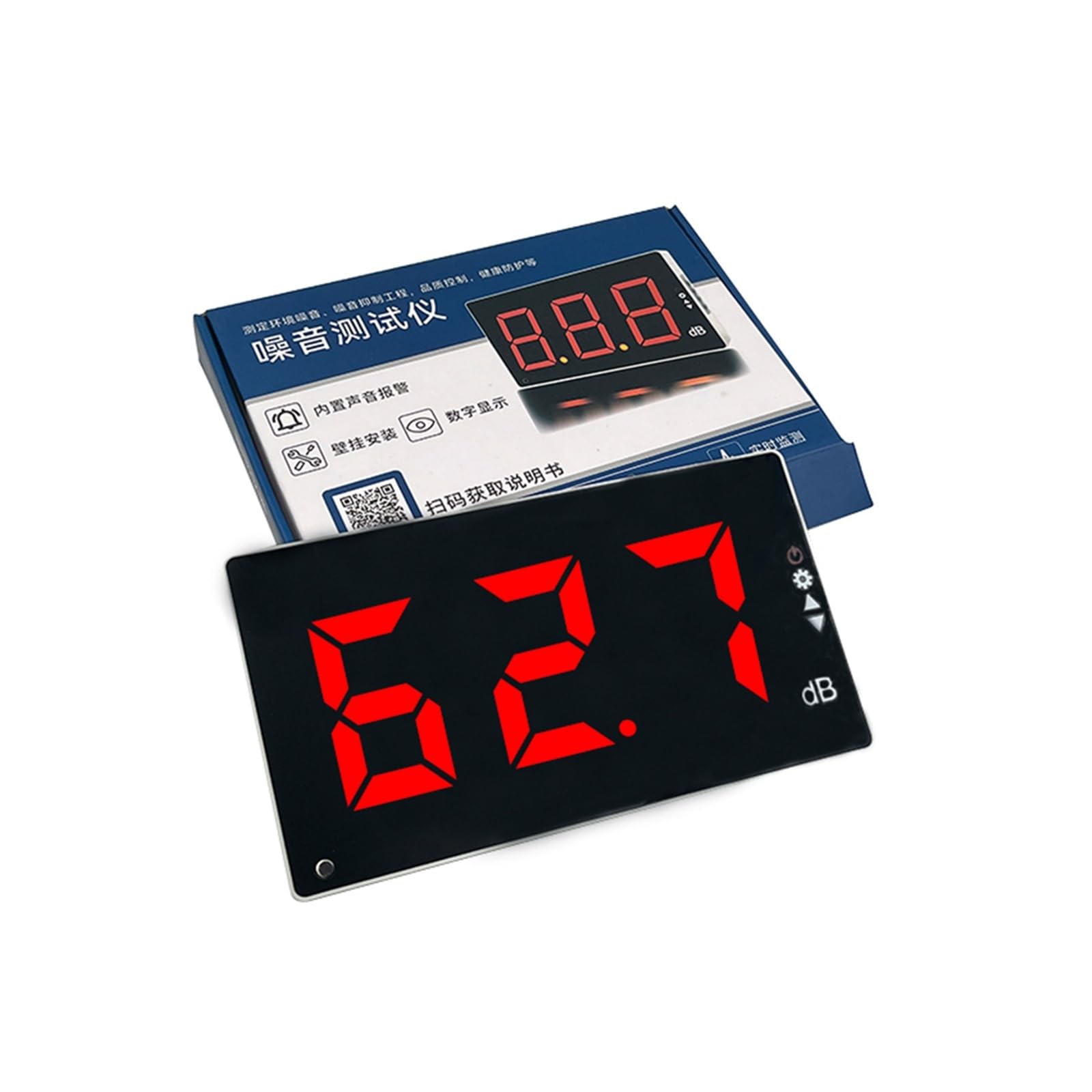 Fonometro digitale Misuratore di decibel livello sonoro a parete da 30 dB a 130 Tester professionale for il monitoraggio del rumore con allarme visivo acustico Tester del livello di rumore decibel