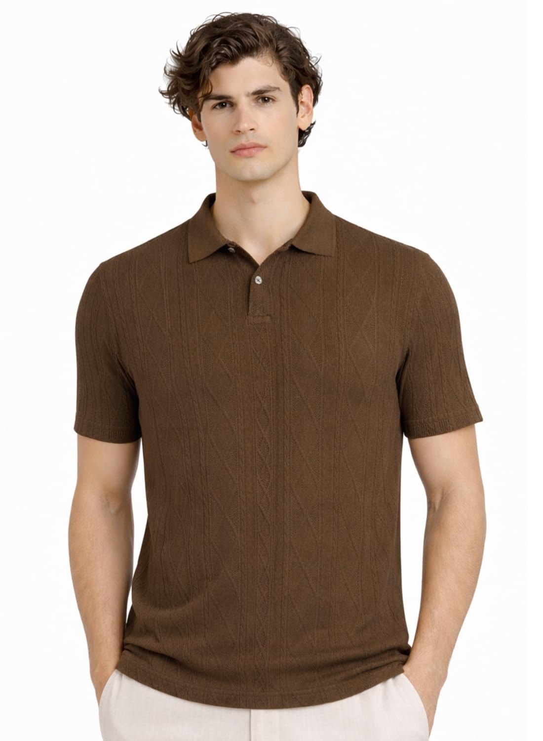 adro Men’s Flat Knit Polo T-Shirt | Premium Textured Short Sleeve Polo Tshirt | Soft Stretch Fabric | Smart Black Casual T Shirt-picture-39