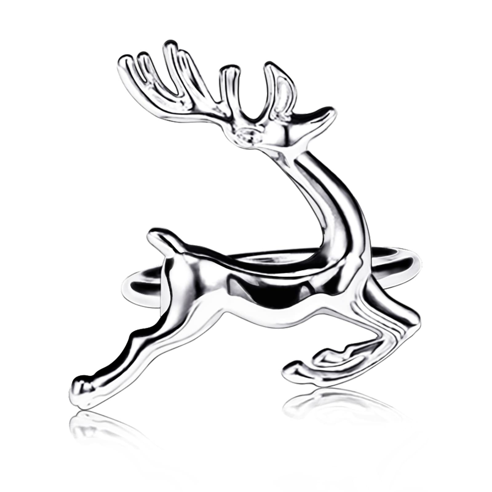 Legigo Christmas Silver Reindeer Napkin Rings Set of 8 for Table Decor