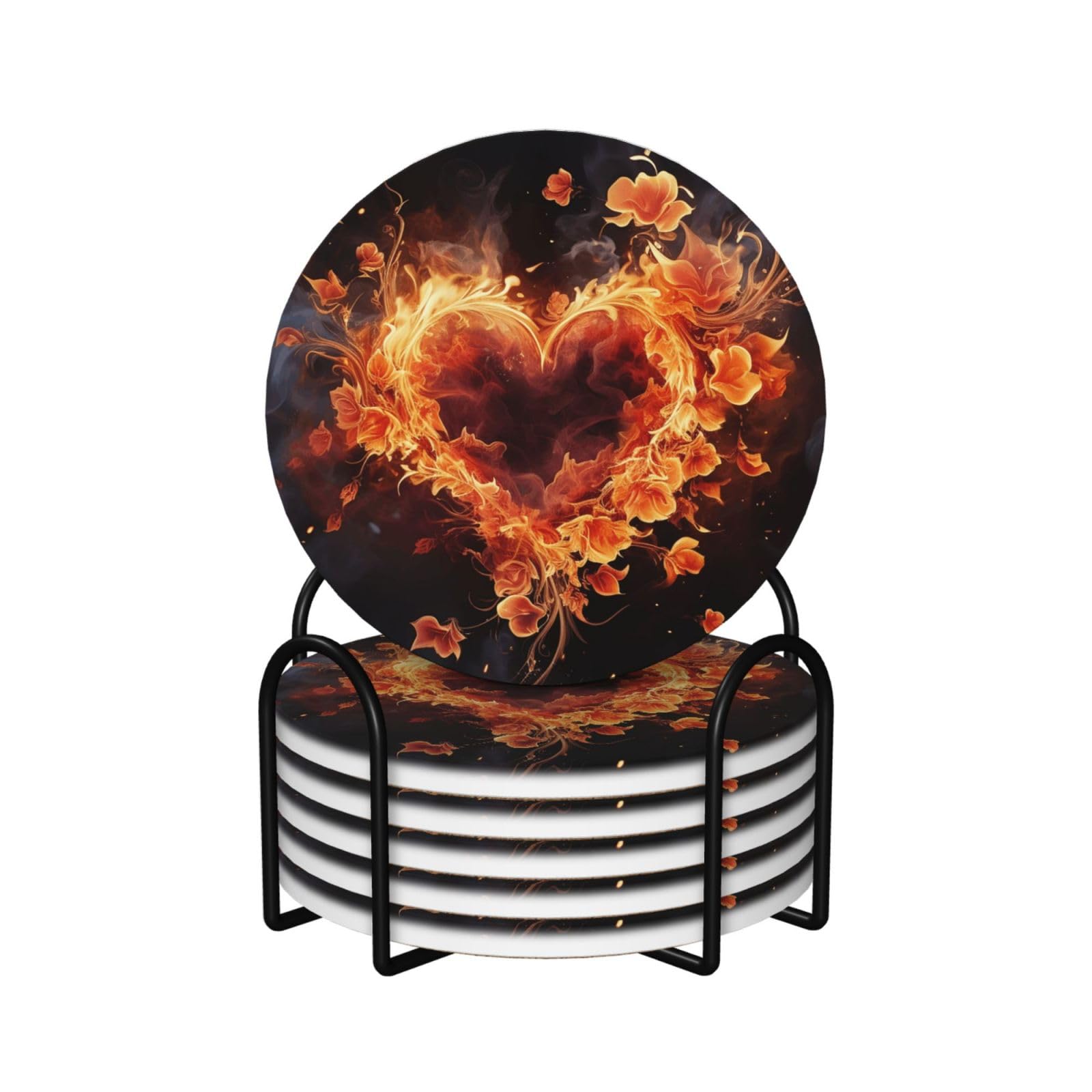 Dessous de verre en céramique de haute qualité avec motif fleurs de feu
