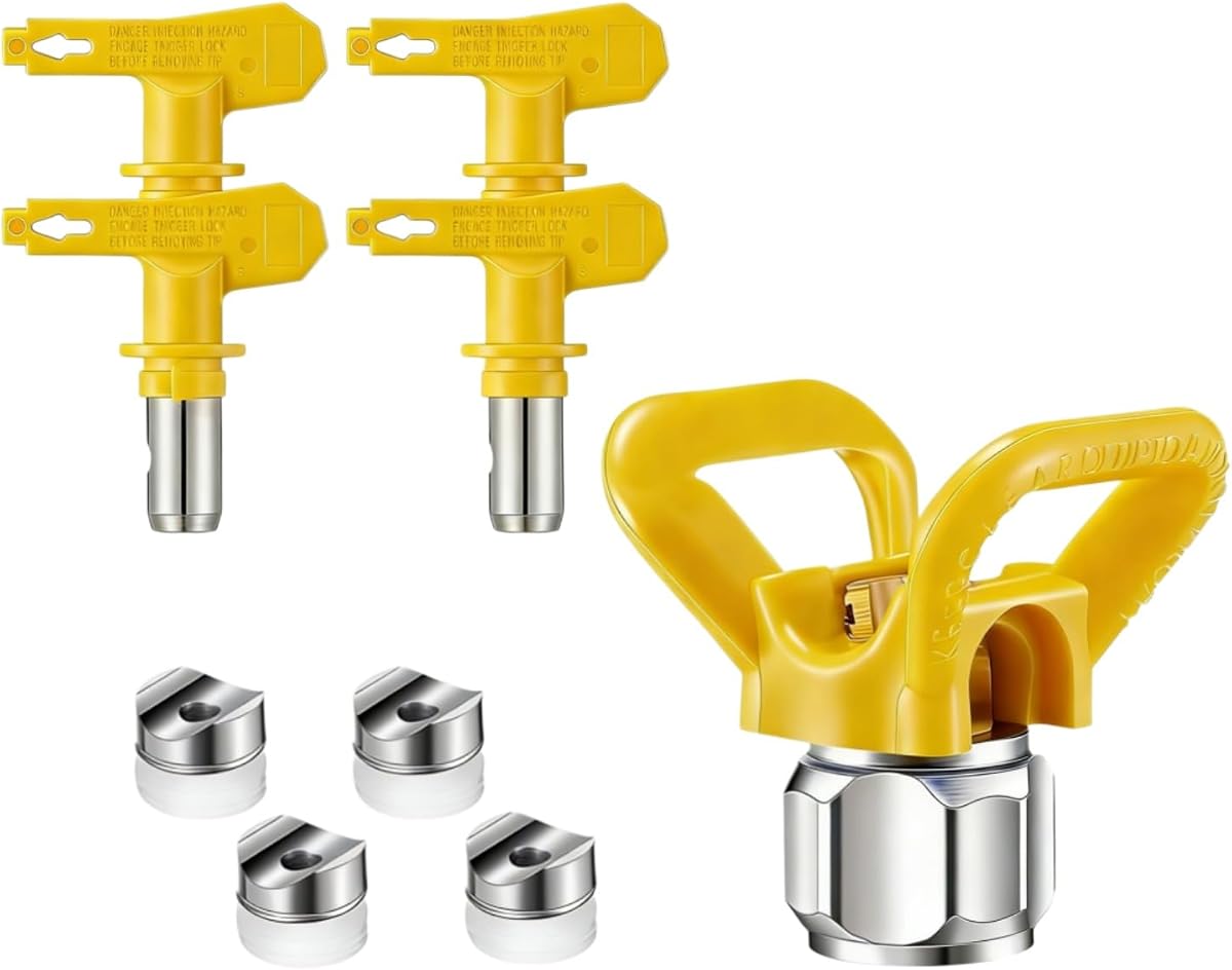 5-Piece Airless Paint Sprayer Nozzle Kit – Reversible Spray Tips with Tip Guard & Filter for Airless Spraying Machines – Compatible with Graco, Wagner & More