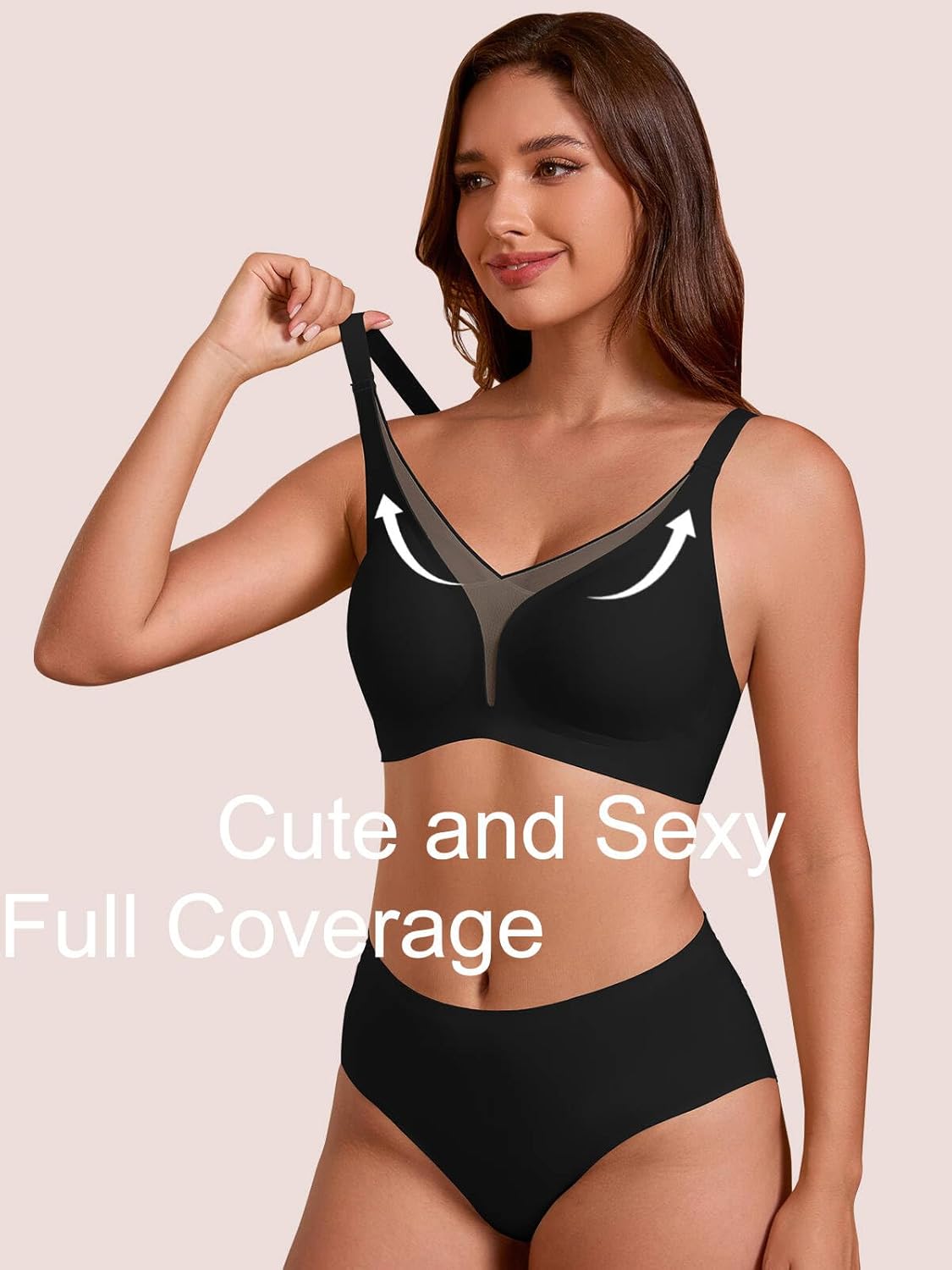 COCOMARTS Jelly Bras for Women No Underwire Push Up Deep V Mesh Comfort T Shirt Bralette Wireless Seamless Everyday Bra - Image 2
