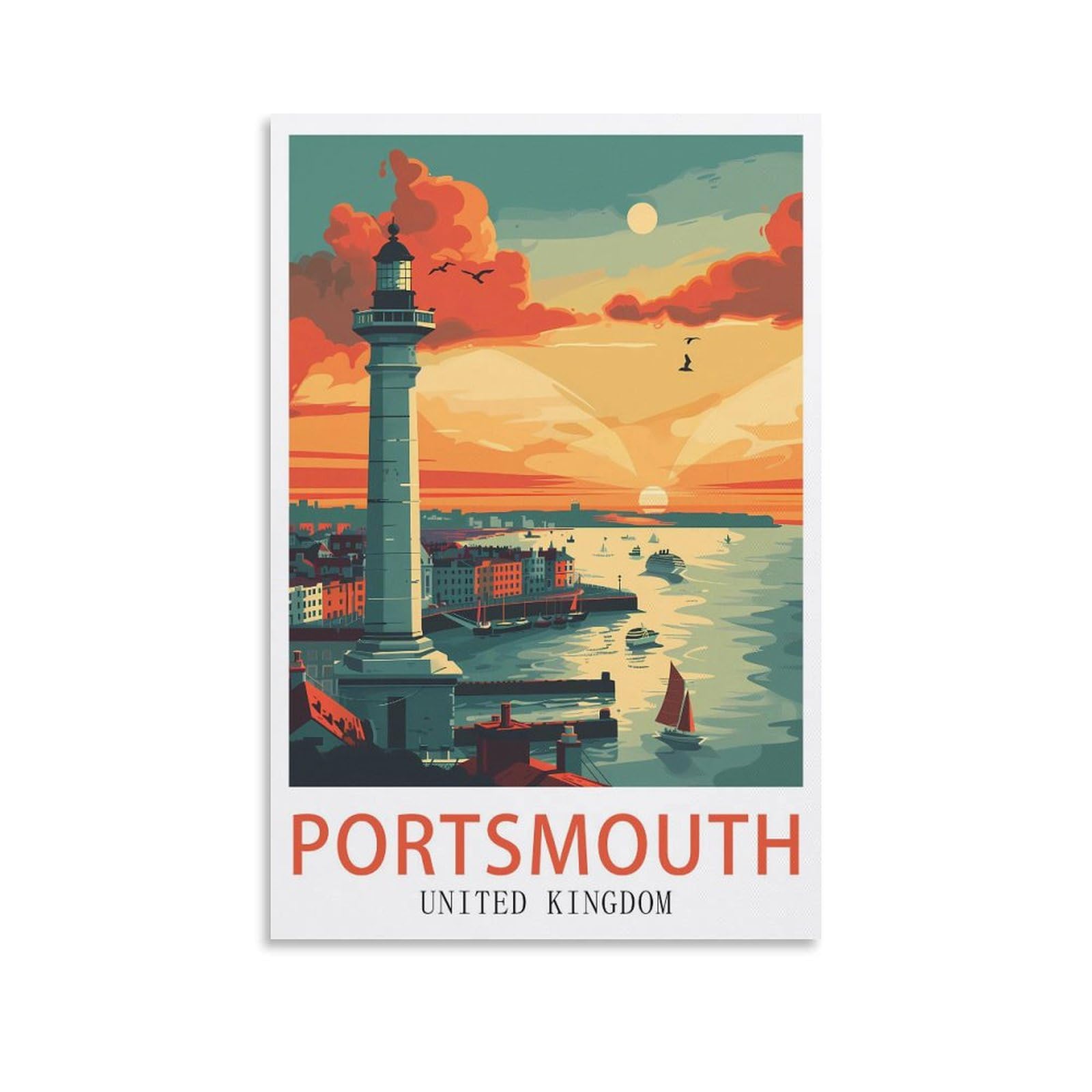 Metal Tin Sign,Portsmouth United Kingdom,Metal Wall Decorative Tin Signs for Home Kitchen Bar Coffee Shop Club Orchard Decoration 20x30cm