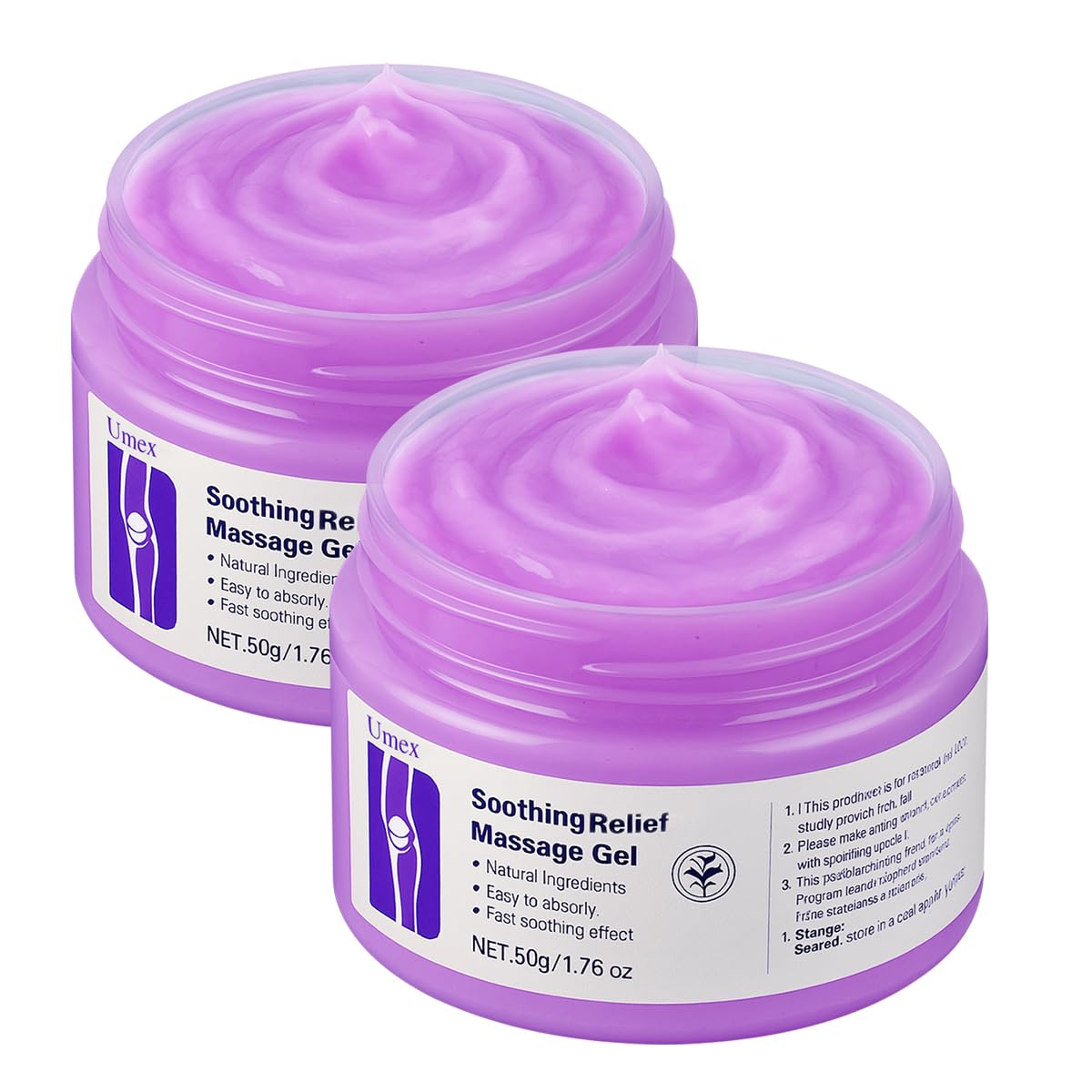 Umex - Gel per massaggio lenitivo per articolazioni, colore: viola lenisce ginocchia, collo, mani, piedi e schiena, confezione da 2