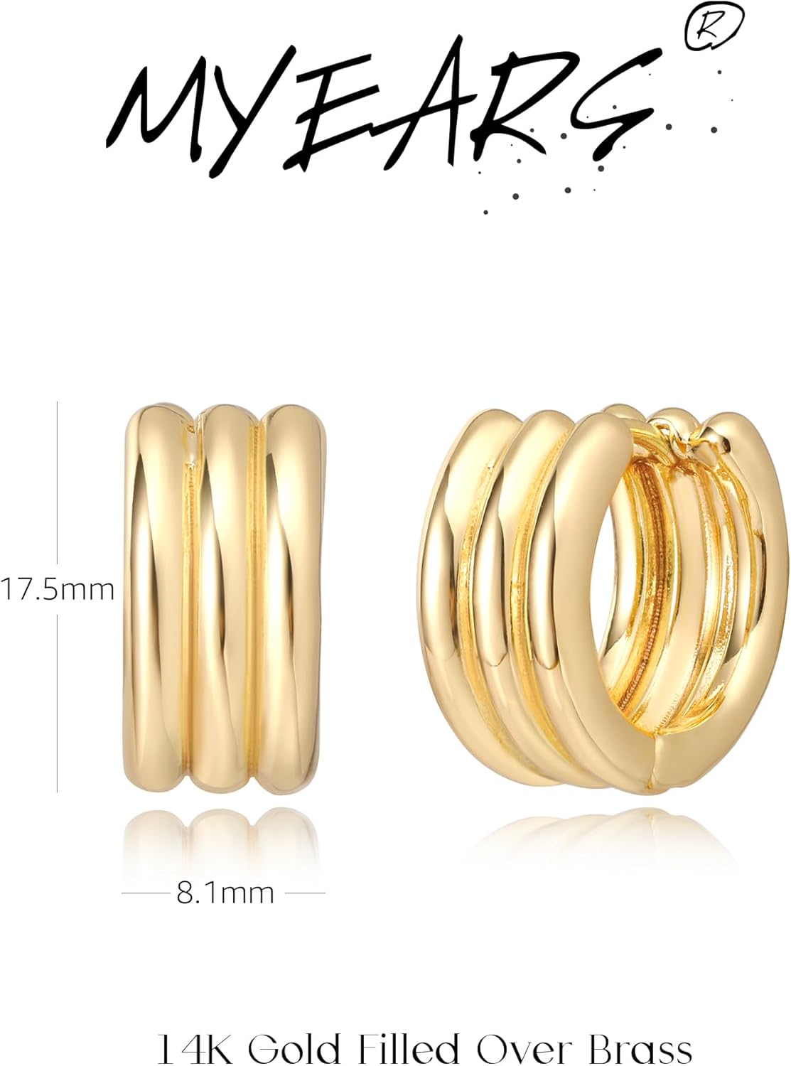 MYEARS Women Earrings Gold Huggie Hoop 14K Small Simple Hypoallergenic Everyday Jewelry - Image 5