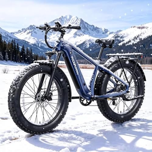 PUCKIPUPPY Electric Bike for Adults with 960W(Peak), 26" Fat Tire Electric Mountain Bike, 48V 15AH Removable Battery Ebike, 28MPH Aluminum Frame E Bike with Rear Storage Shelf