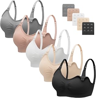 Womens Nursing Bra Seamless Breastfeeding Sleep Maternity Bra with Remove Bra Pads Extenders