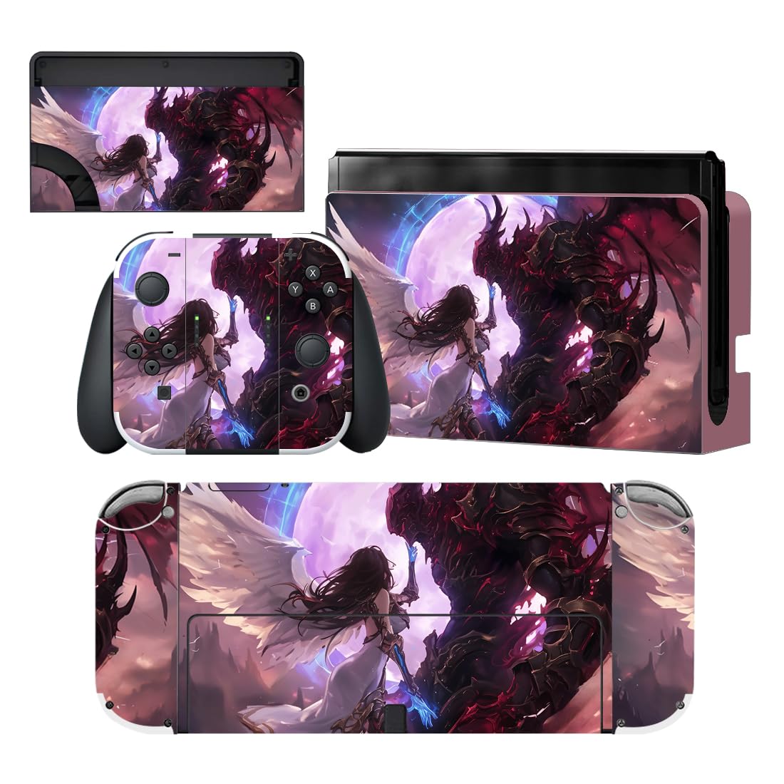 PlayVital Pegatina Protectora Completa para Nintendo Switch OLED - Calcomanías Decorativas para Joy-con y Consola, Skin Stickers Adhesivos (Azul Nebula) — view 33