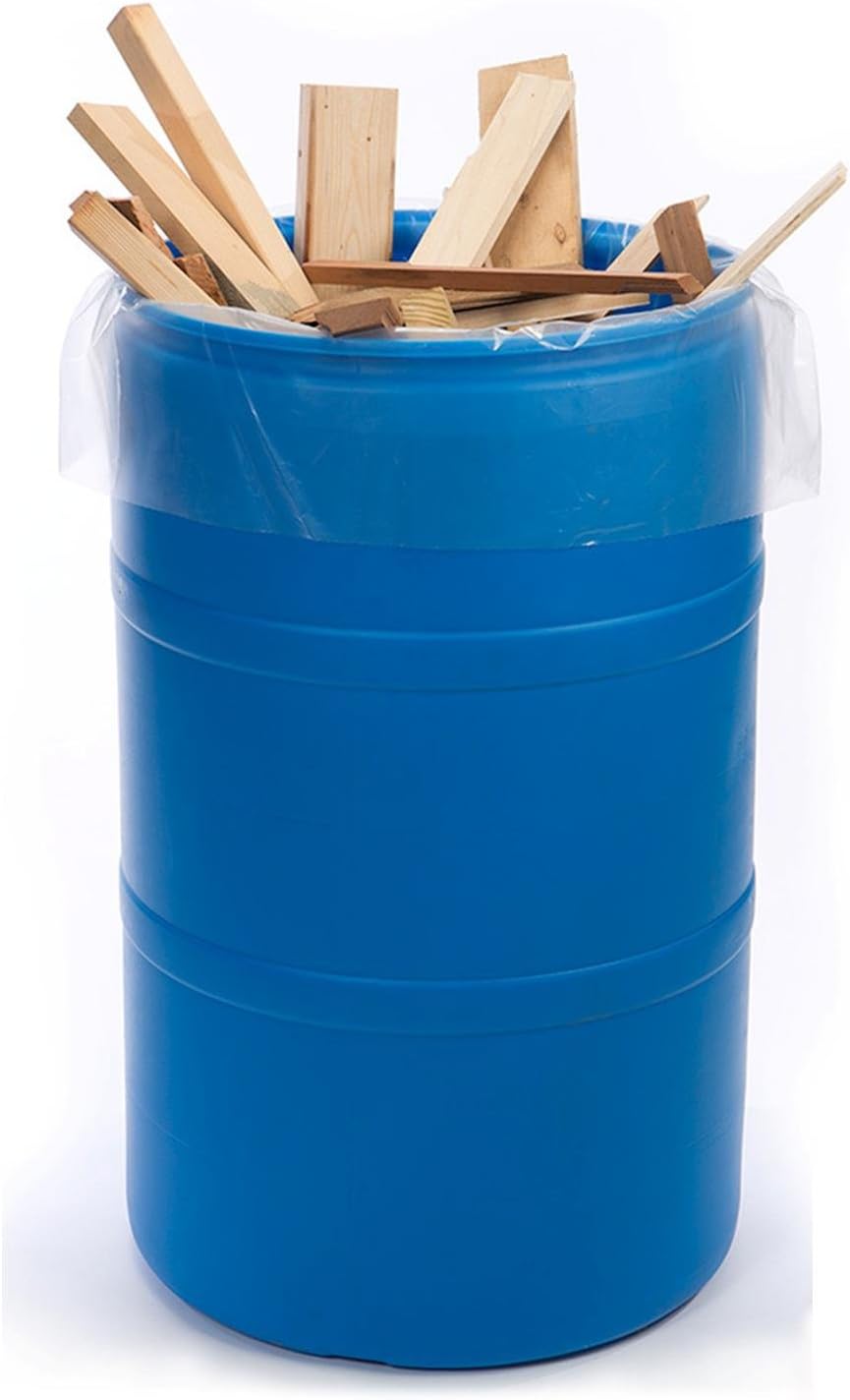 55 Gallon Clear Plastic Drum Liners, Food Grade, 38" x 65