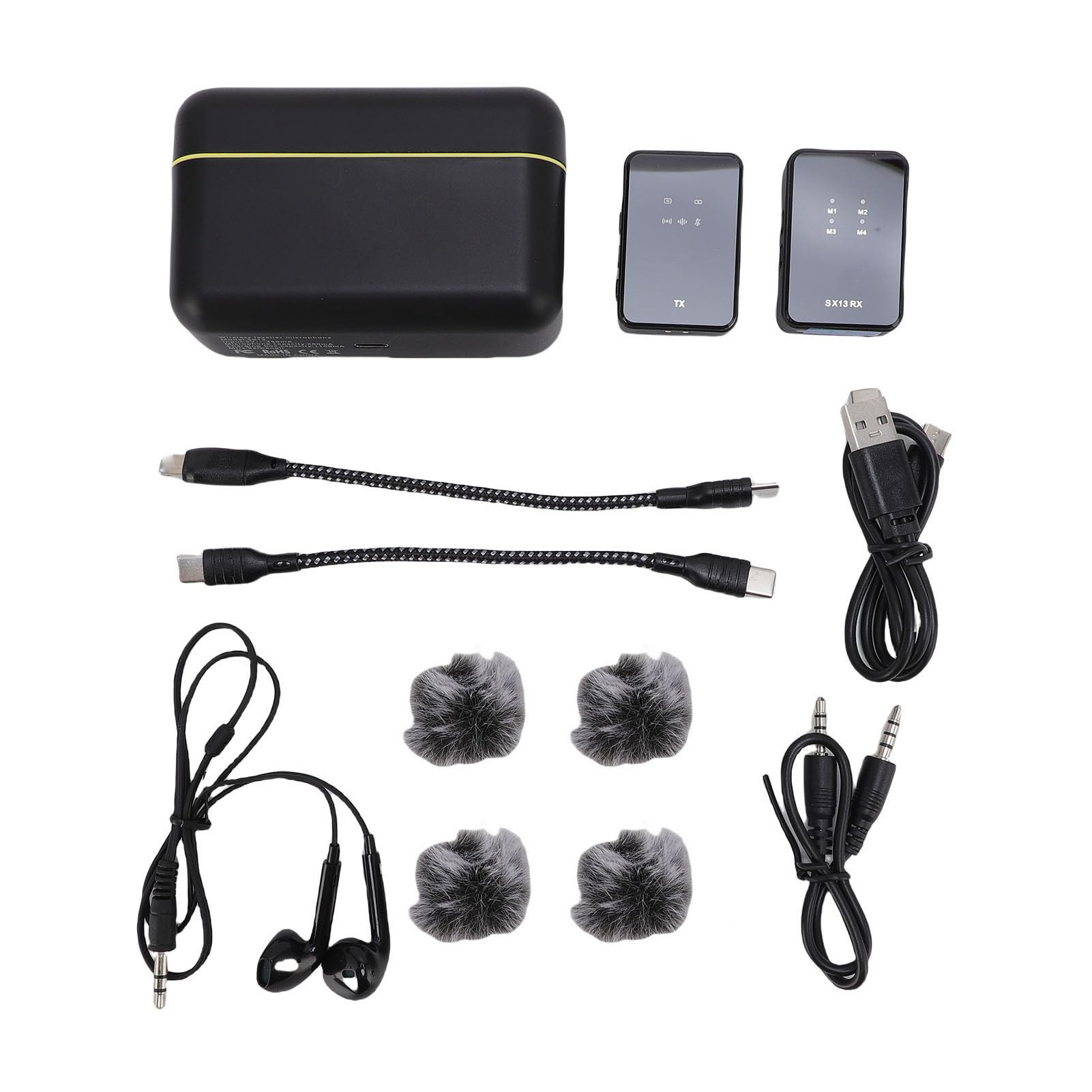 Microfono Wireless da Bavero, Microfono Lavalier Wireless Omnidirezionale con Riduzione del Rumore, Copertura Antivento per Fotocamera, Telefono, Computer, Registrazione di Interviste in