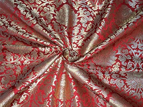 Brocart de soie lourd rouge et or Bro565 pour haute couture